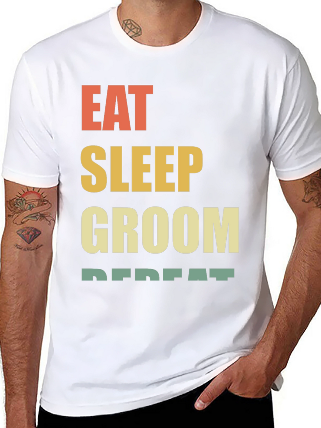 Eat Sleep Groom Repeat T-Shirt - Black Cotton Tee