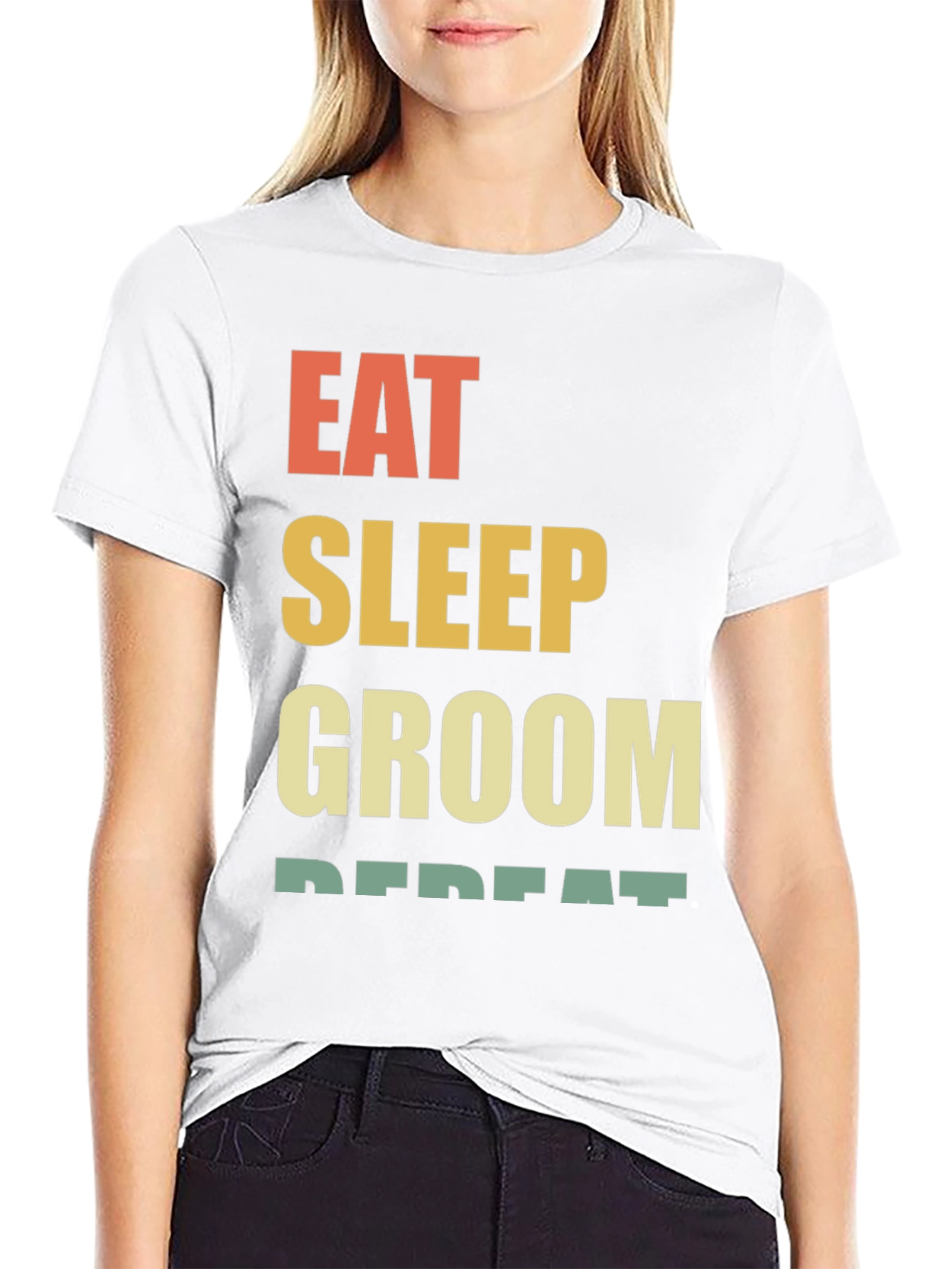 Eat Sleep Groom Repeat T-Shirt - Black Cotton Tee