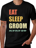 Eat Sleep Groom Repeat T-Shirt - Black Cotton Tee