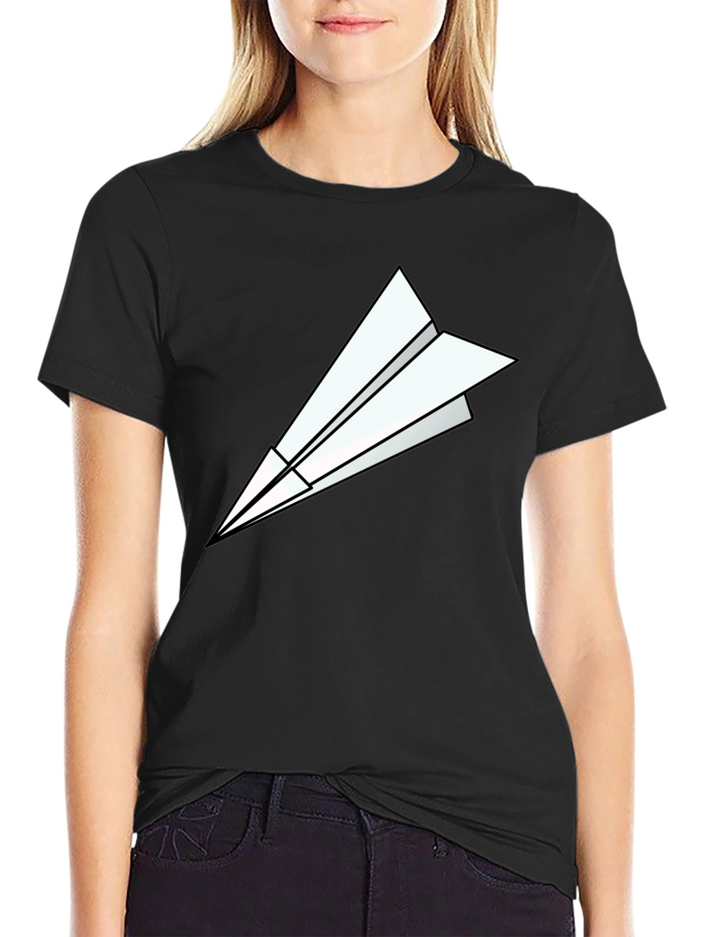 Paper Airplane Graphic Tee - Modern Black T-Shirt