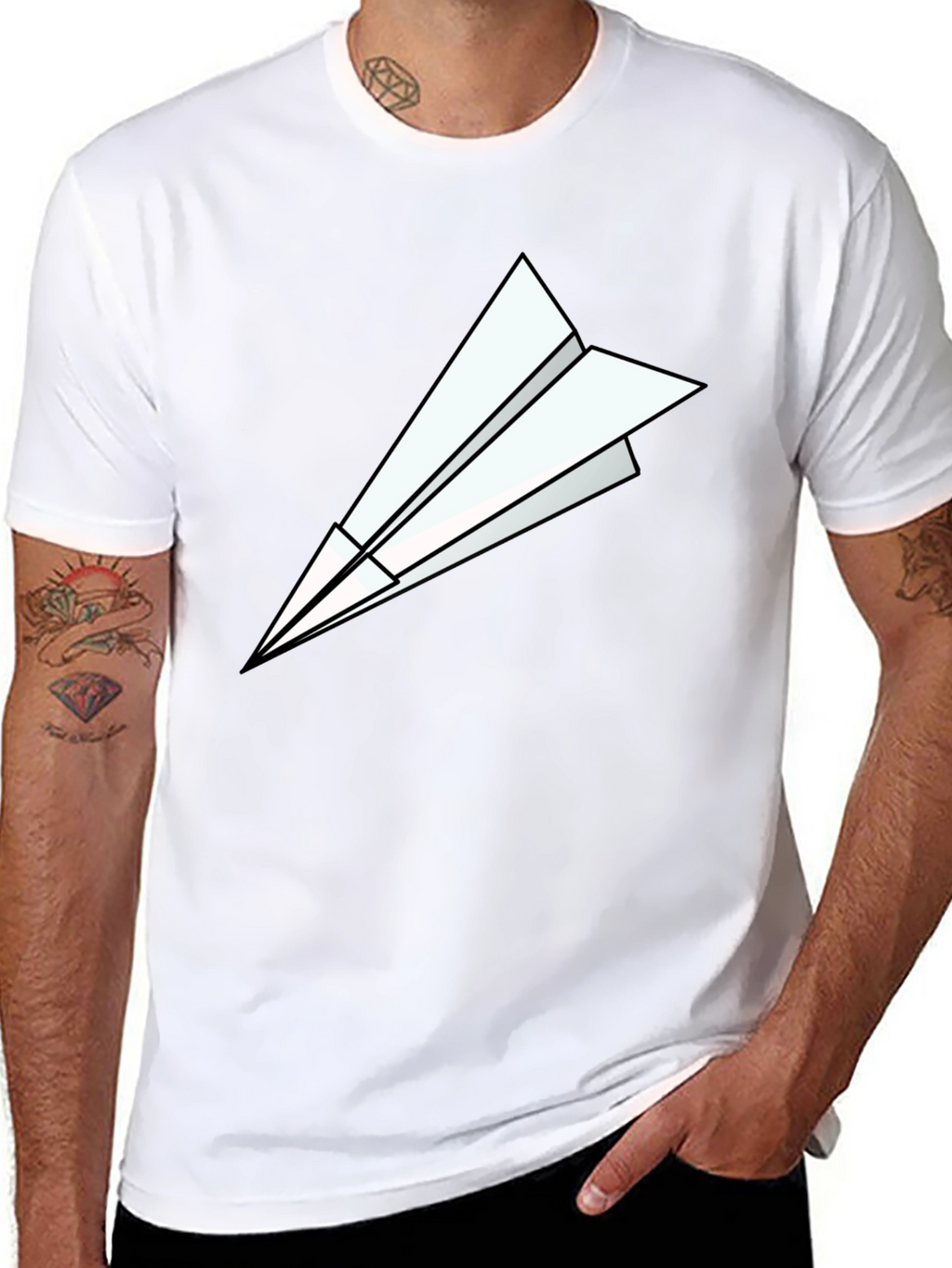 Paper Airplane Graphic Tee - Modern Black T-Shirt