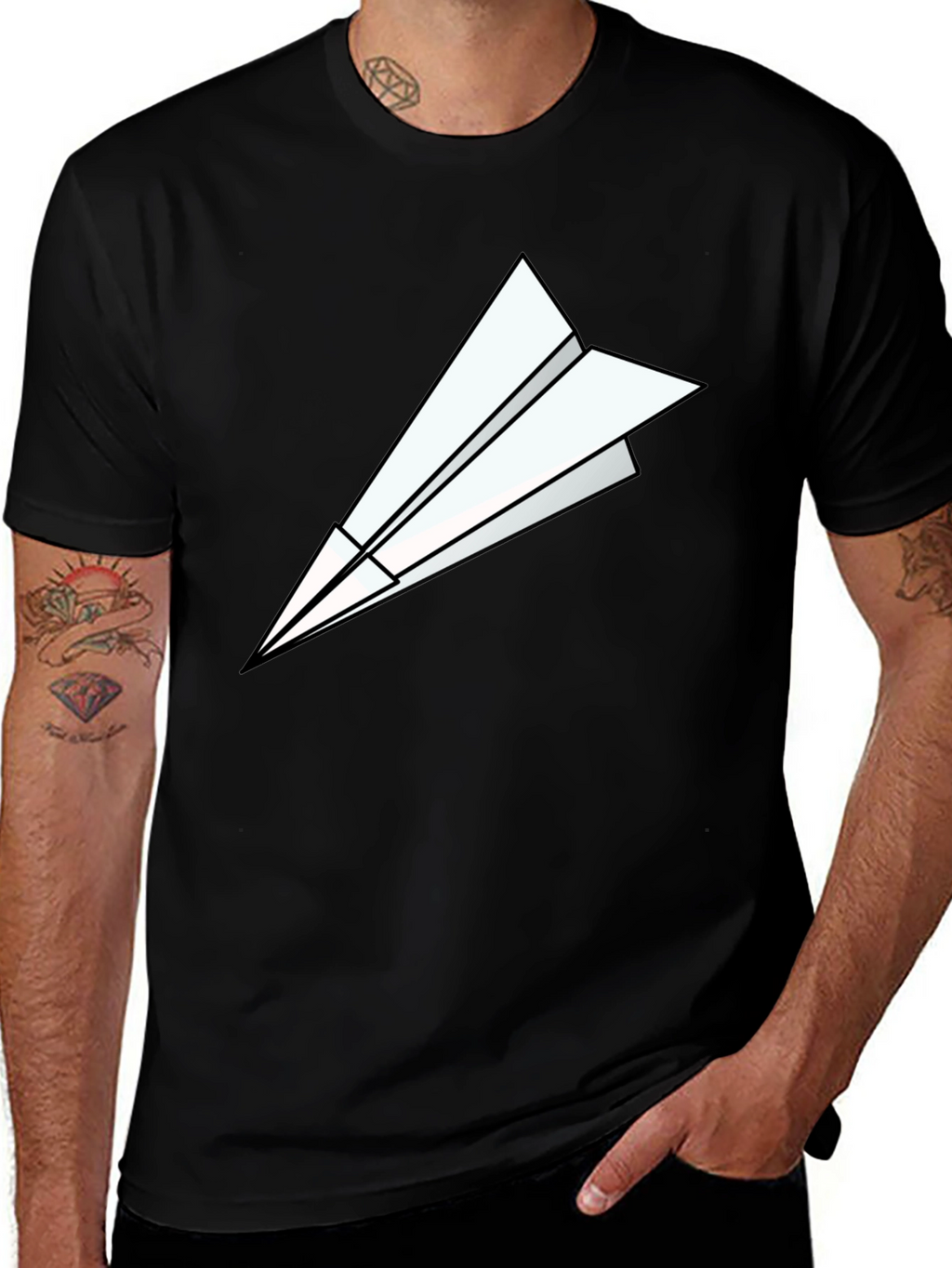 Paper Airplane Graphic Tee - Modern Black T-Shirt