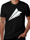 Paper Airplane Graphic Tee - Modern Black T-Shirt