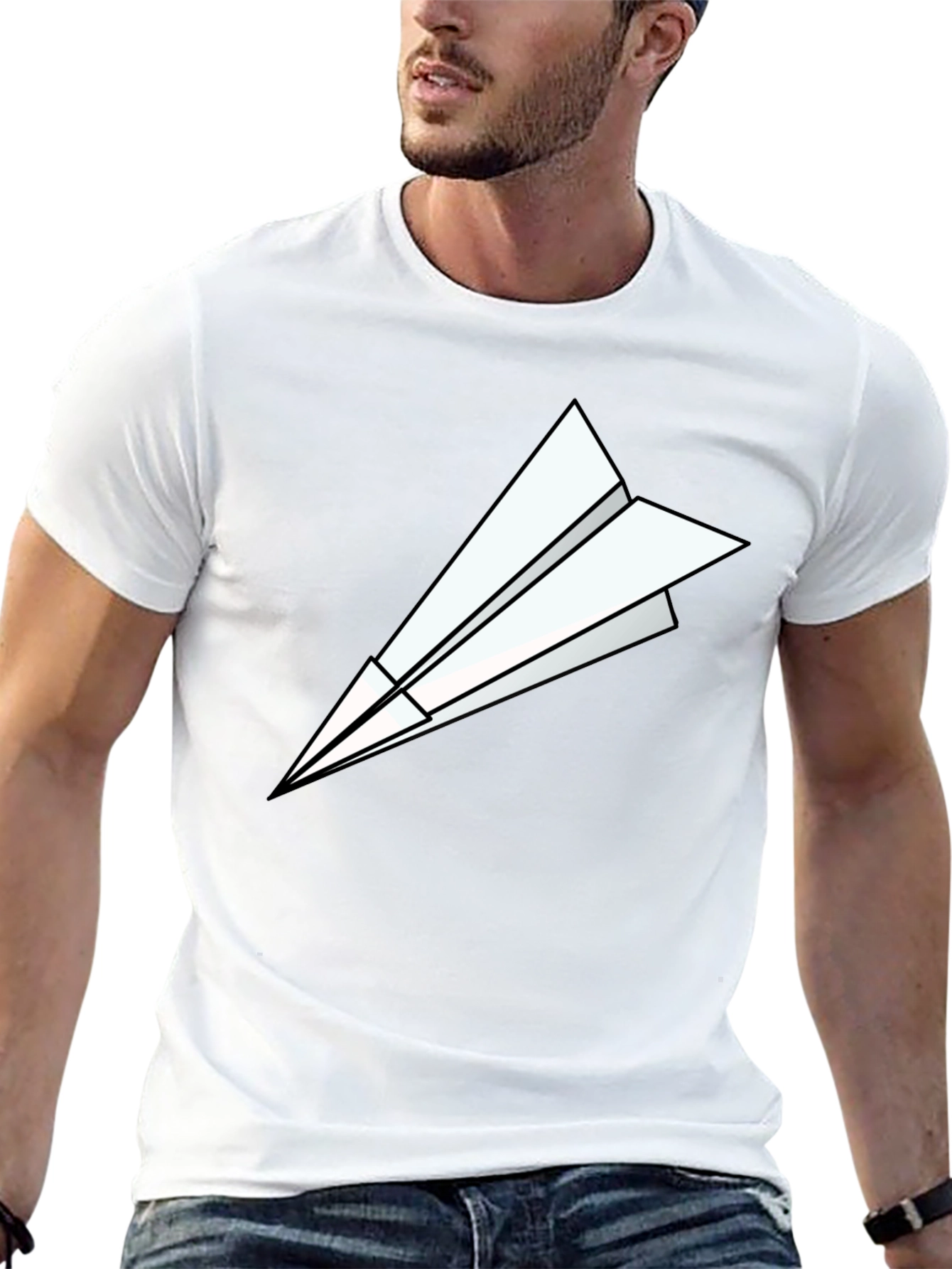 Paper Airplane Graphic Tee - Modern Black T-Shirt
