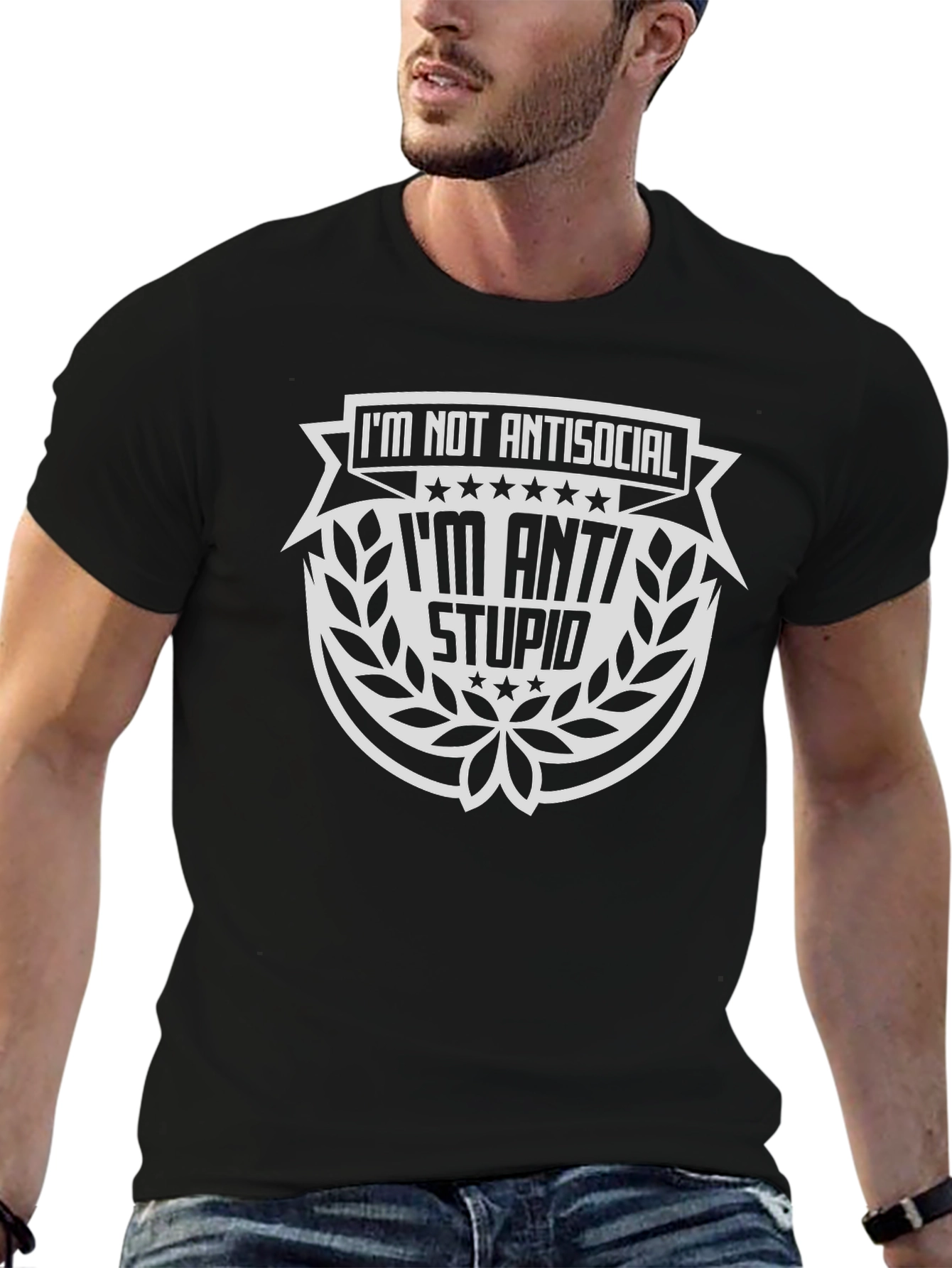 Anti Stupid Graphic T-Shirt - Mens Crew Neck