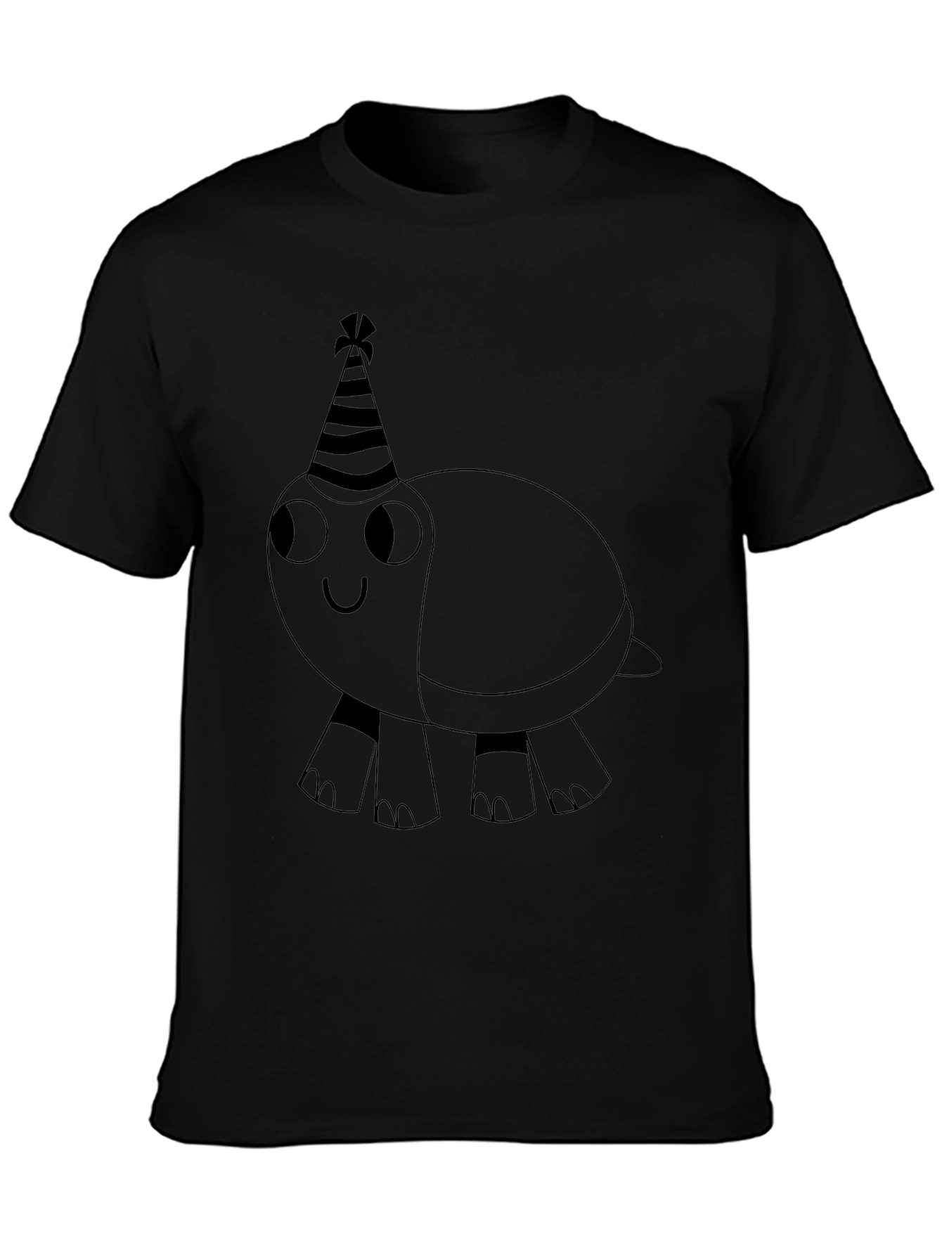 Party Turtle Graphic Tee - Black Cotton Casual Shirt