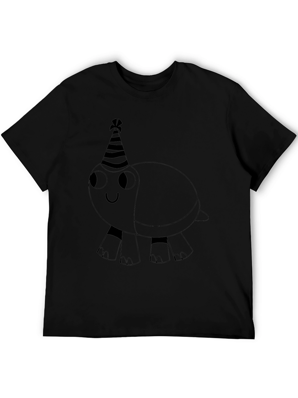 Party Turtle Graphic Tee - Black Cotton Casual Shirt