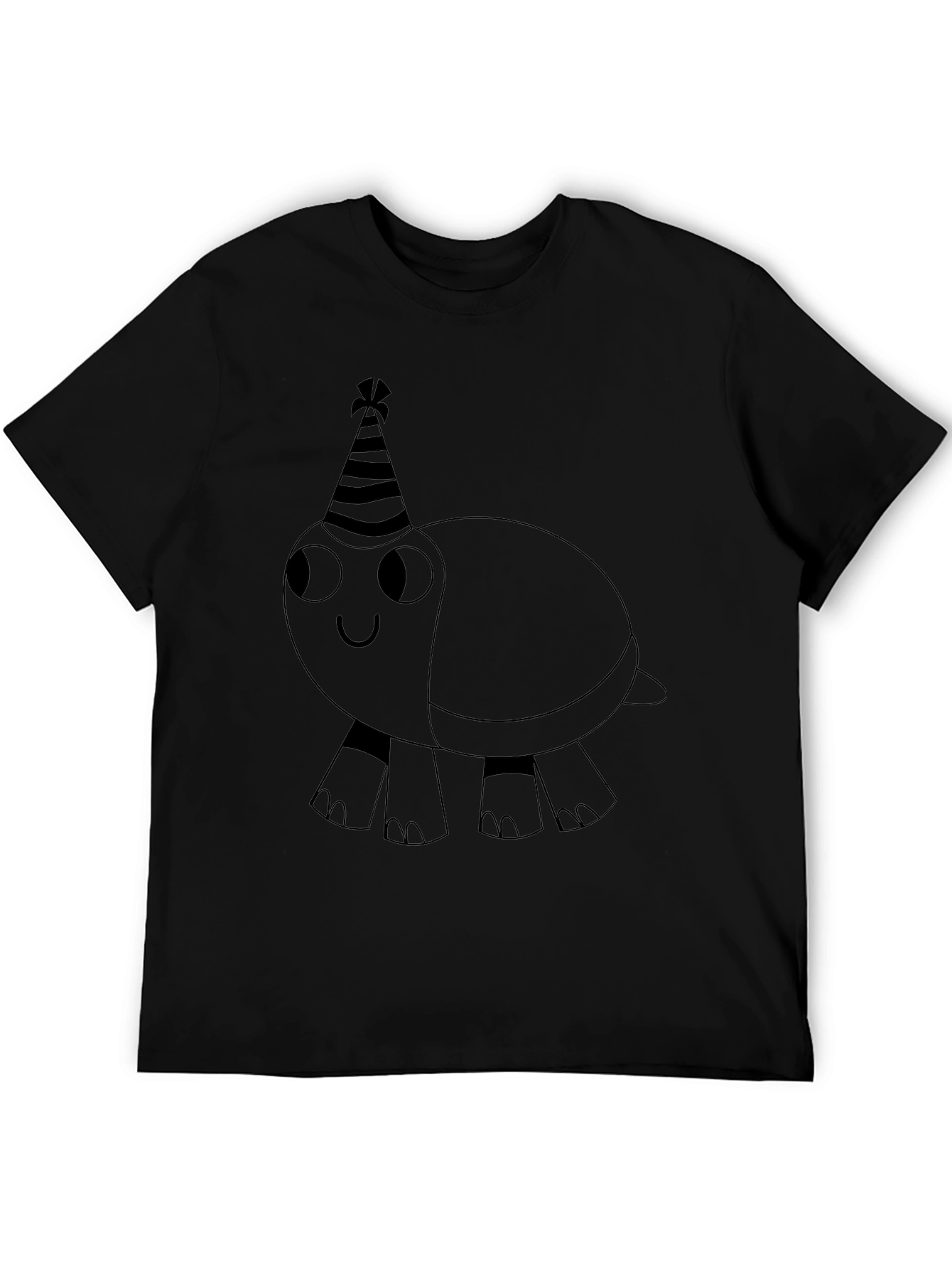 Party Turtle Graphic Tee - Black Cotton Casual Shirt