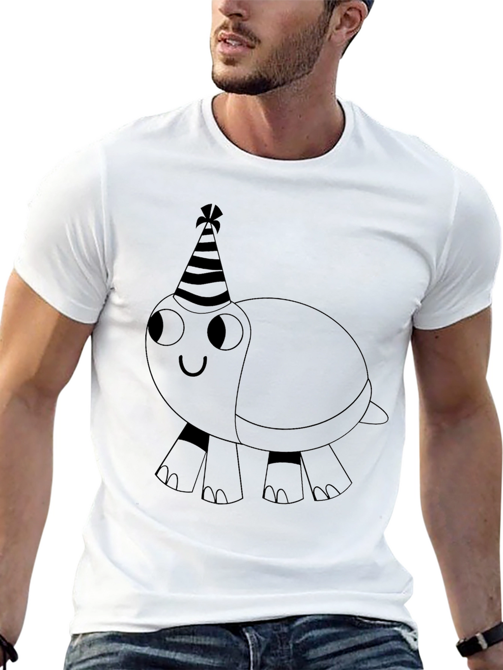 Party Turtle Graphic Tee - Black Cotton Casual Shirt
