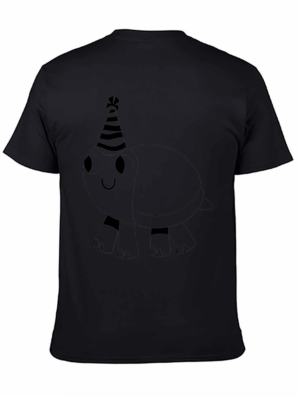 Party Turtle Graphic Tee - Black Cotton Casual Shirt