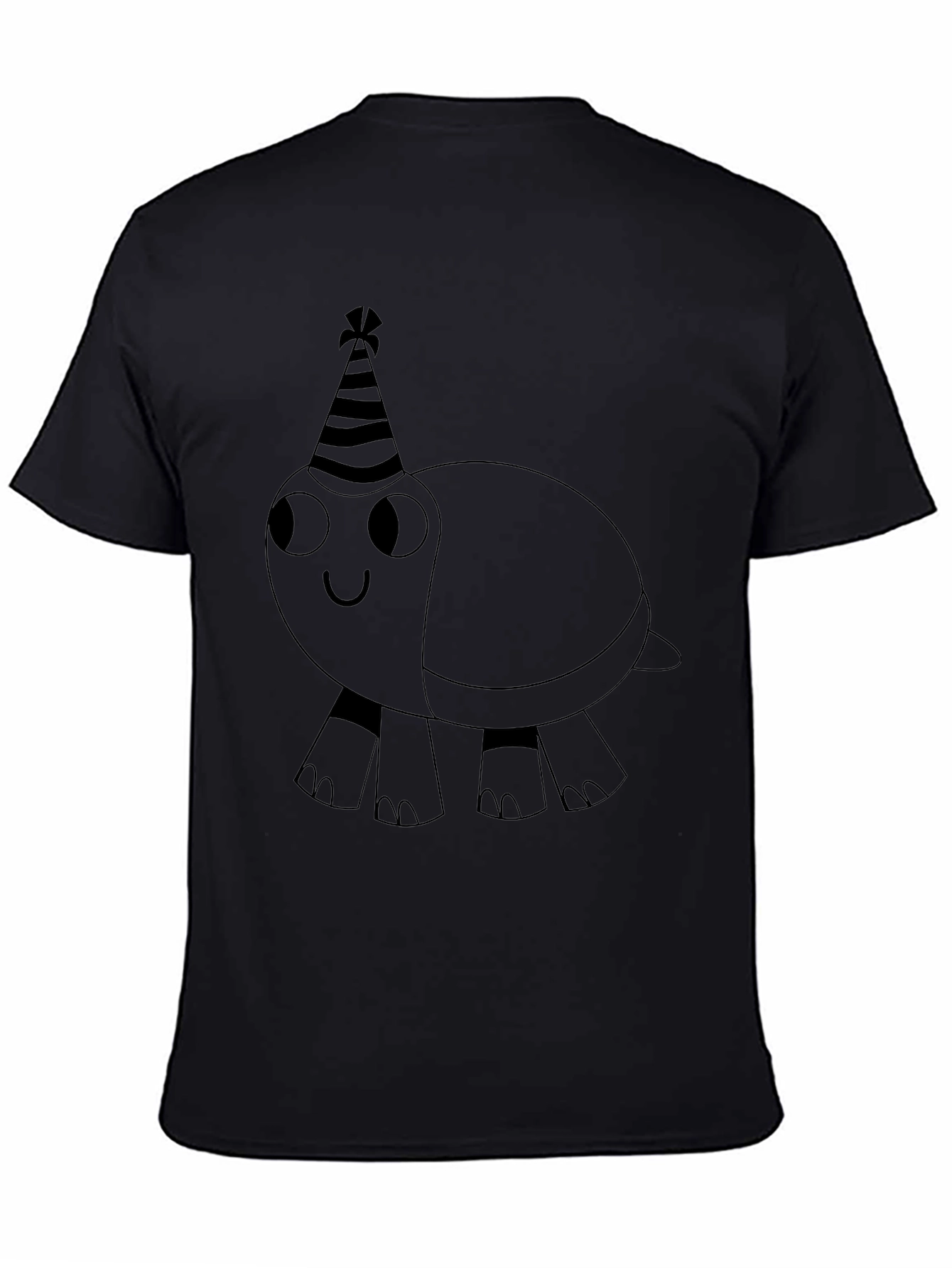 Party Turtle Graphic Tee - Black Cotton Casual Shirt