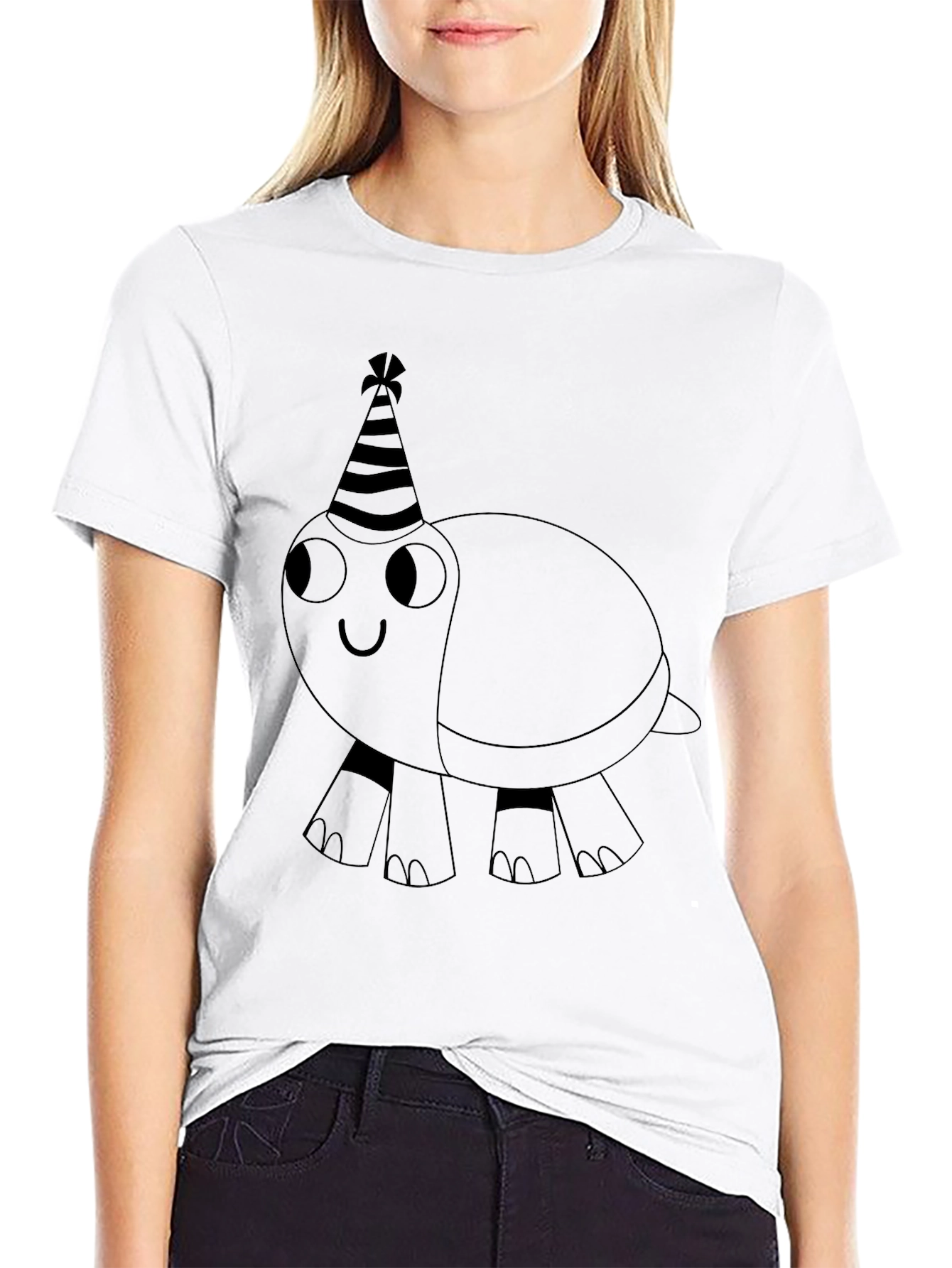 Party Turtle Graphic Tee - Black Cotton Casual Shirt