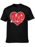 Love Heart Graphic Print Black T-Shirt