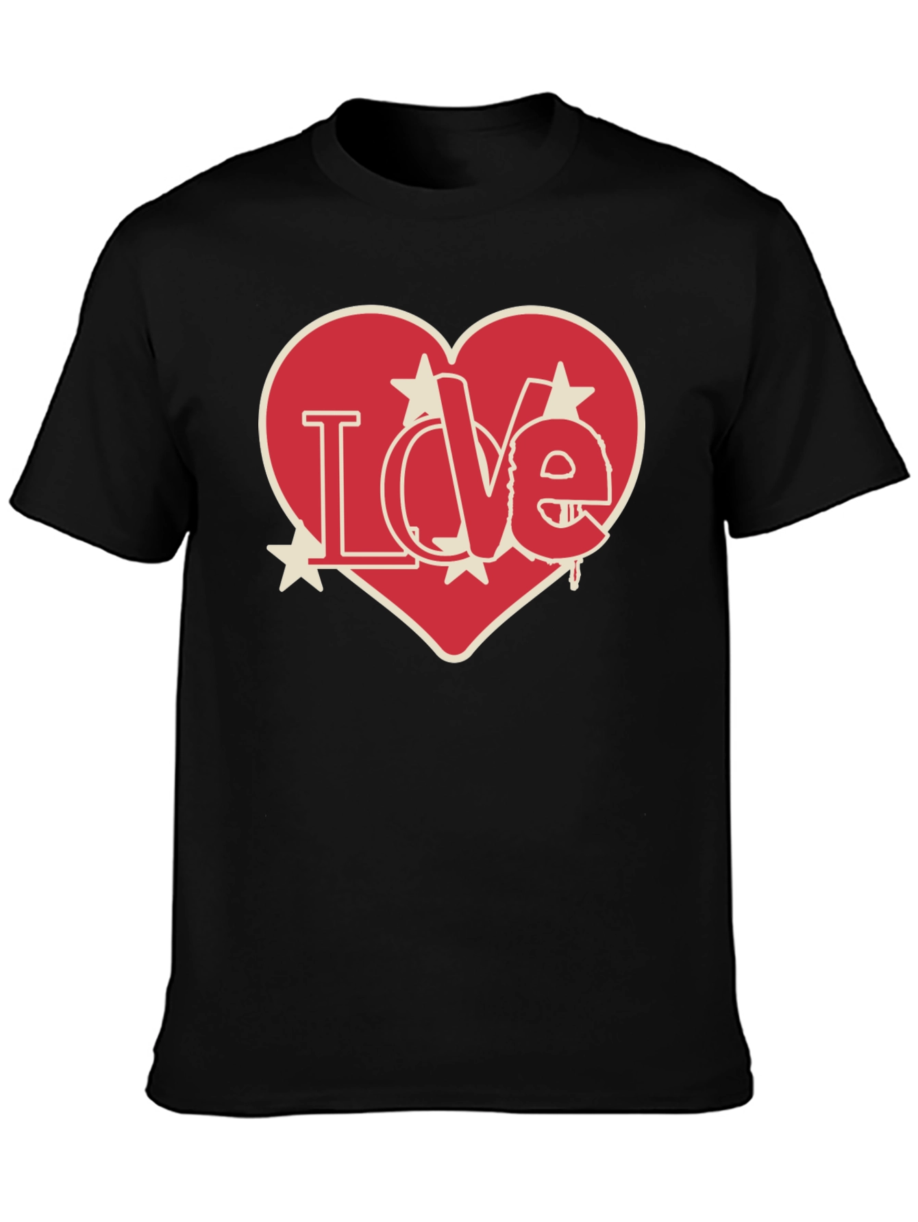 Love Heart Graphic Print Black T-Shirt