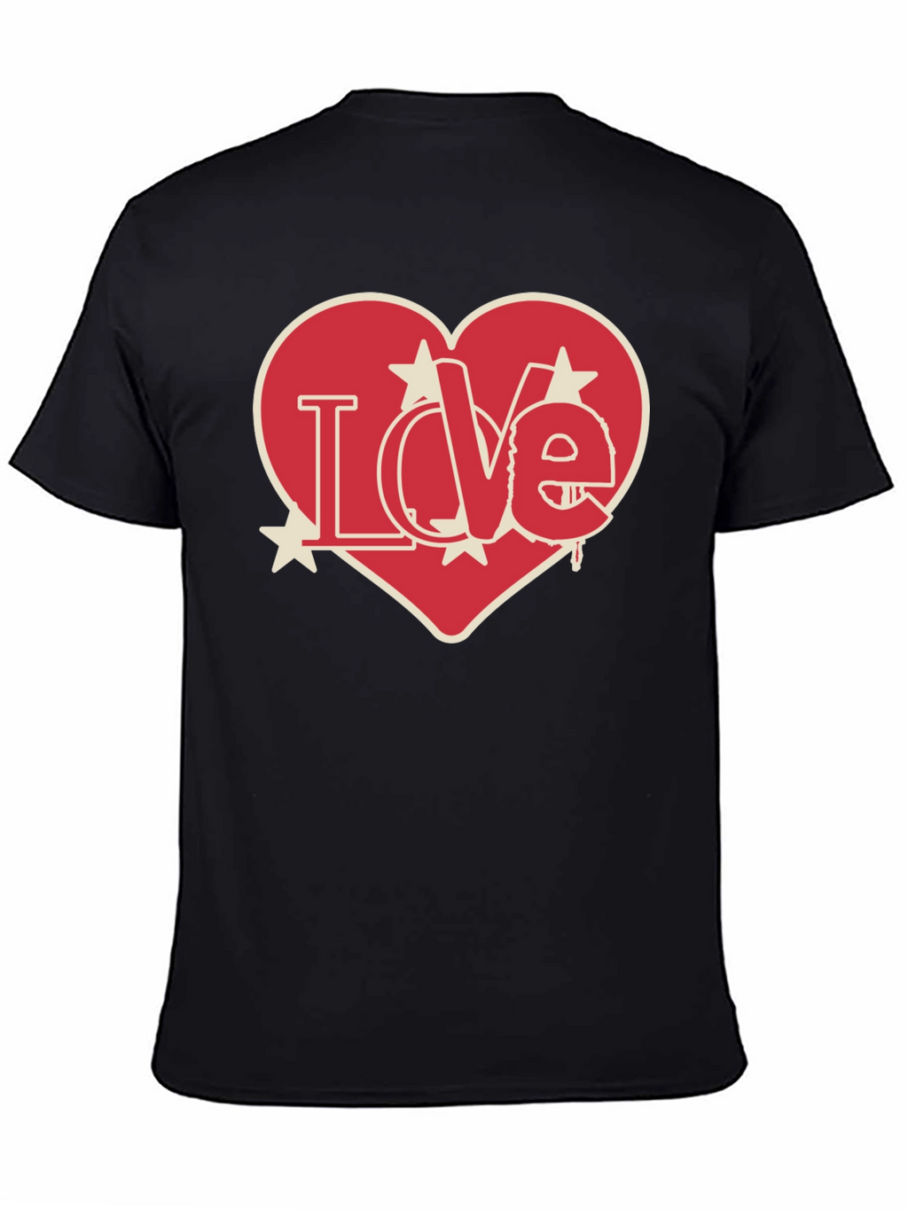 Love Heart Graphic Print Black T-Shirt