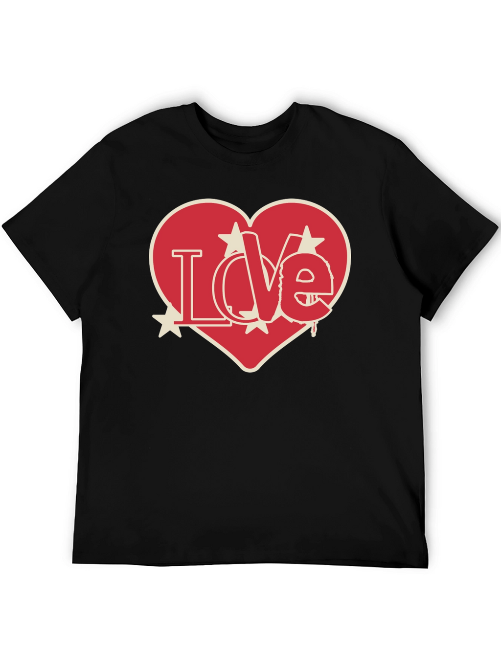 Love Heart Graphic Print Black T-Shirt