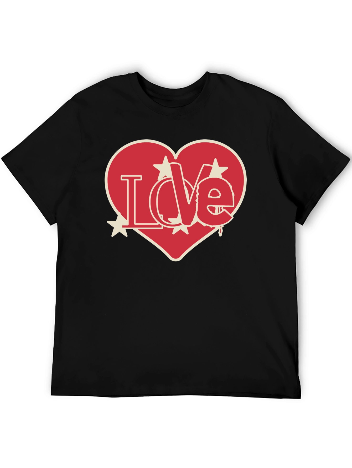 Love Heart Graphic Print Black T-Shirt