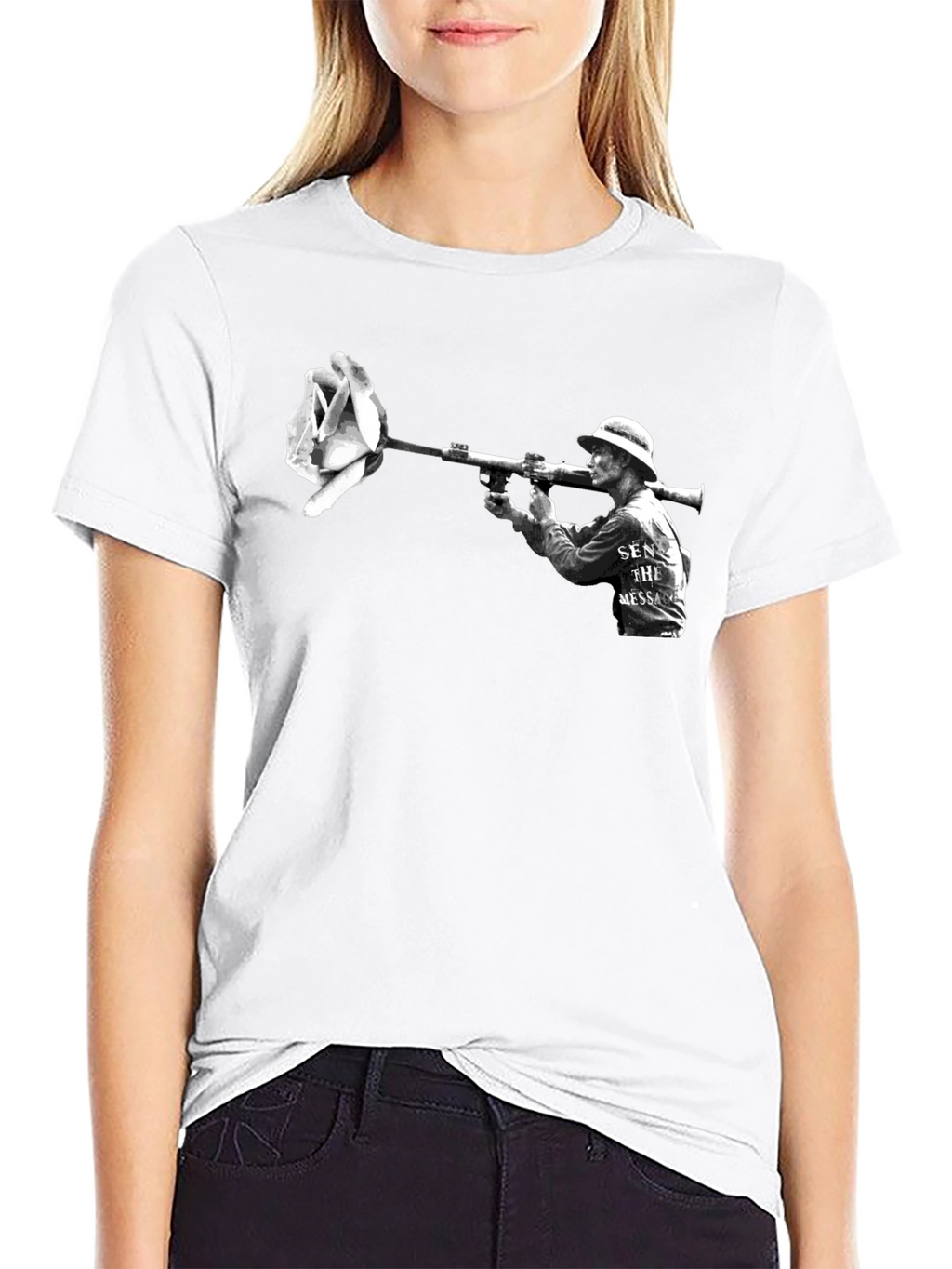 Artistic Graphic T-Shirt - Rose Bazooka Print
