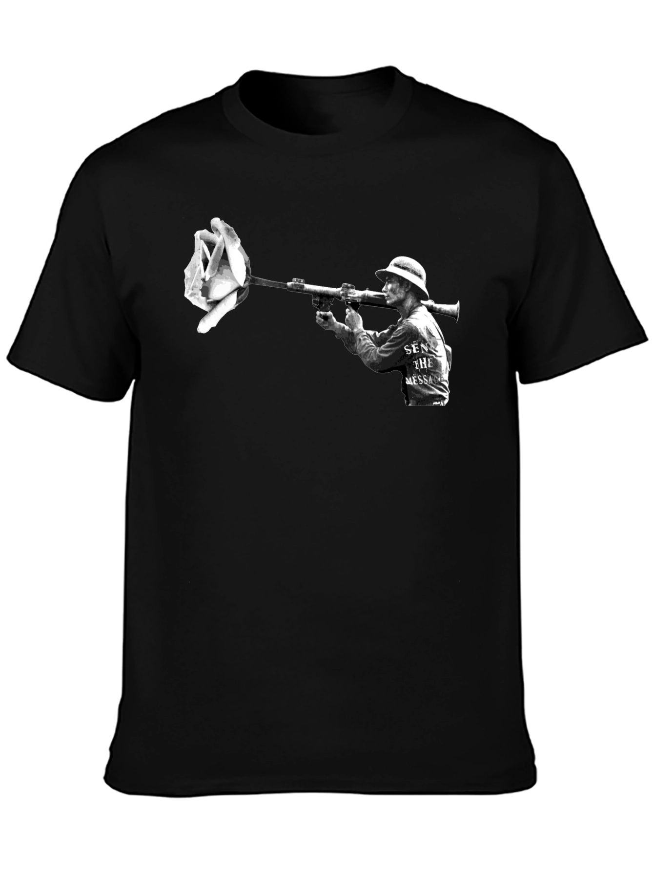 Artistic Graphic T-Shirt - Rose Bazooka Print