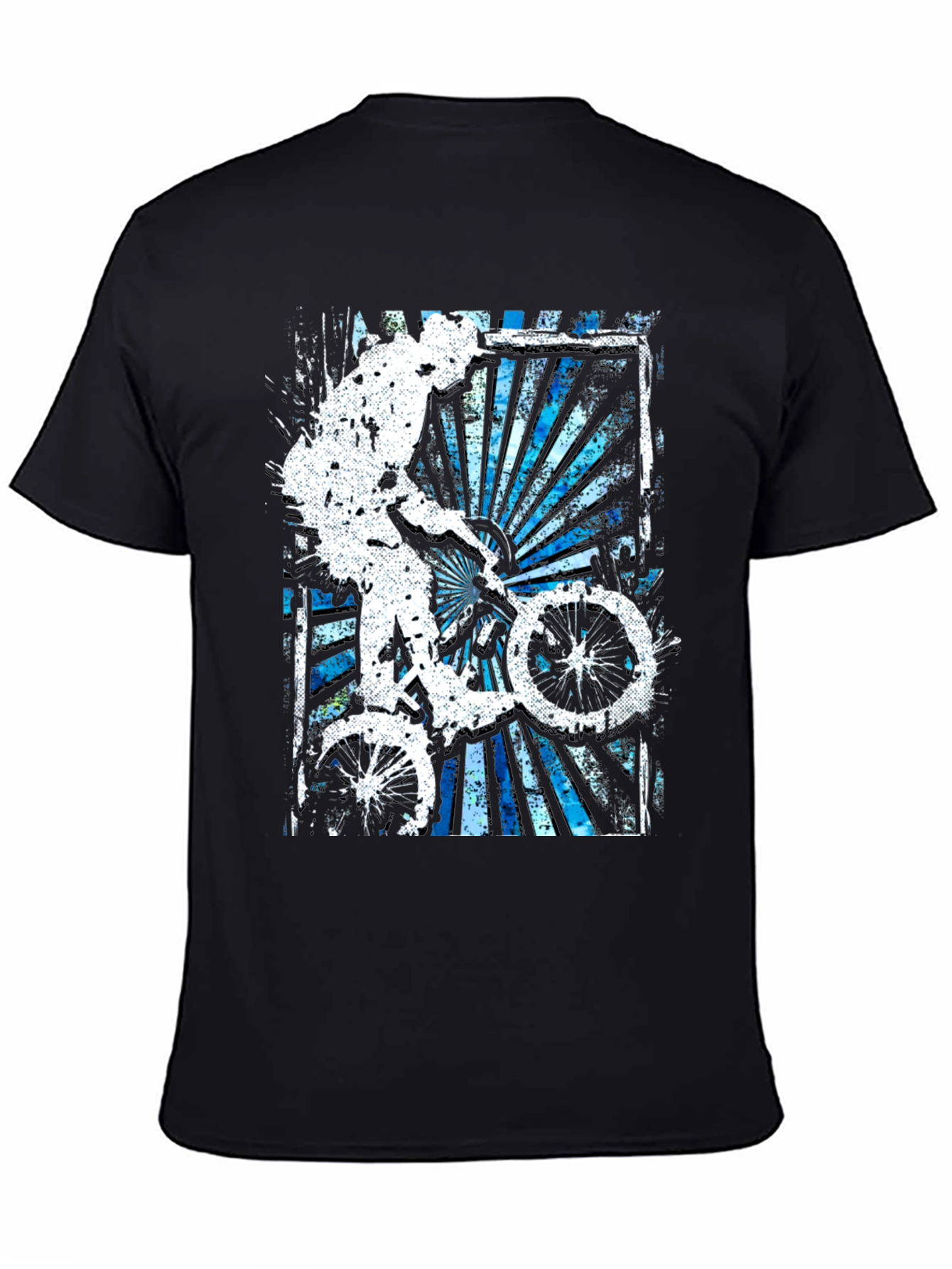 Abstract Bike Rider Graphic Tee - Stylish Black T-Shirt
