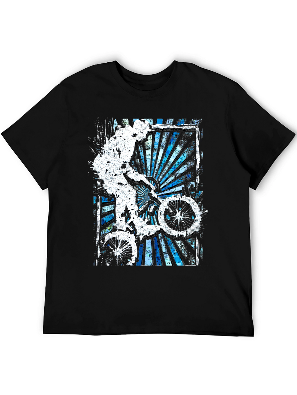 Abstract Bike Rider Graphic Tee - Stylish Black T-Shirt