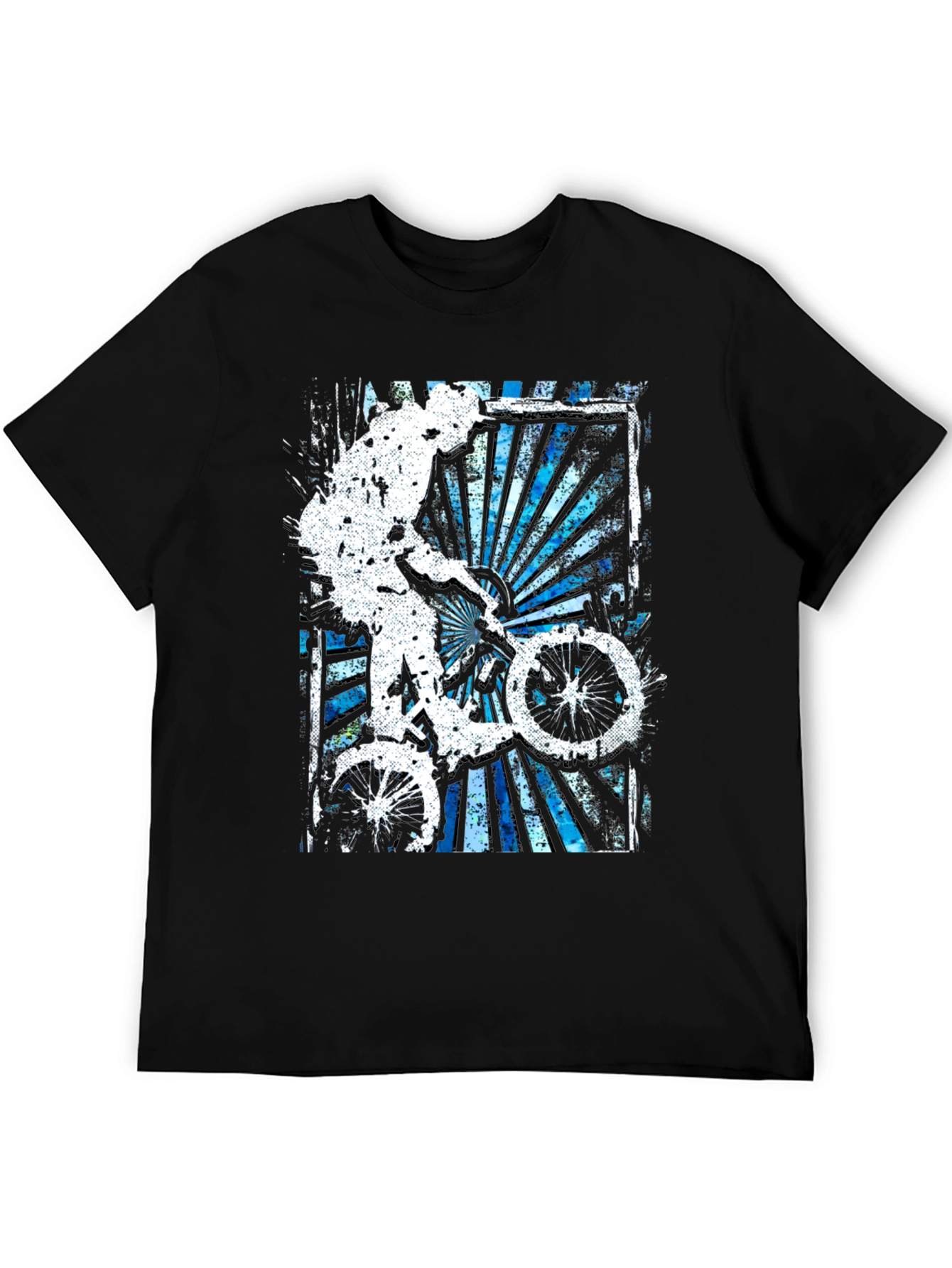 Abstract Bike Rider Graphic Tee - Stylish Black T-Shirt
