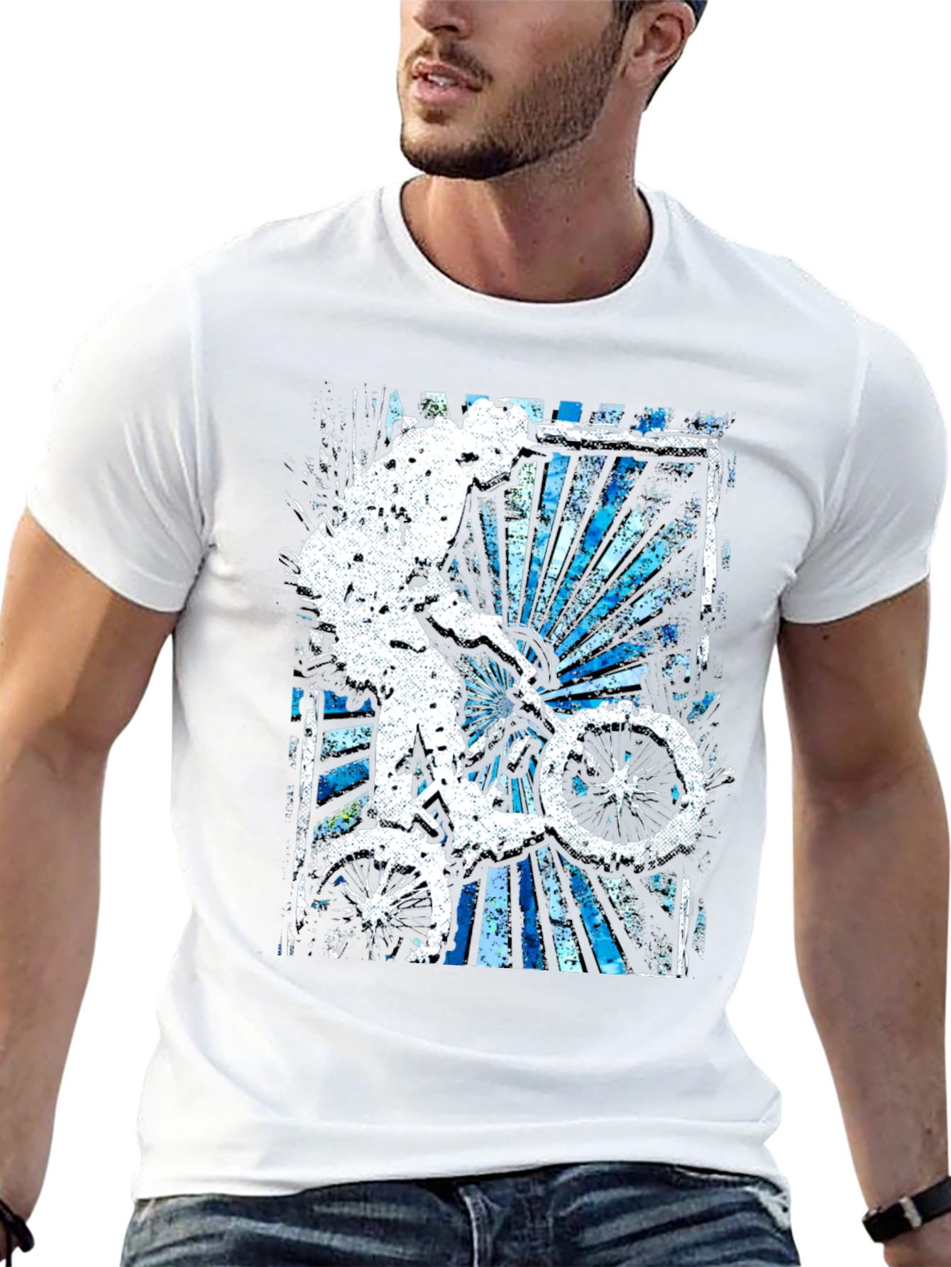 Abstract Bike Rider Graphic Tee - Stylish Black T-Shirt