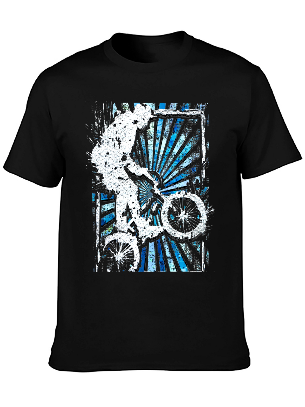 Abstract Bike Rider Graphic Tee - Stylish Black T-Shirt