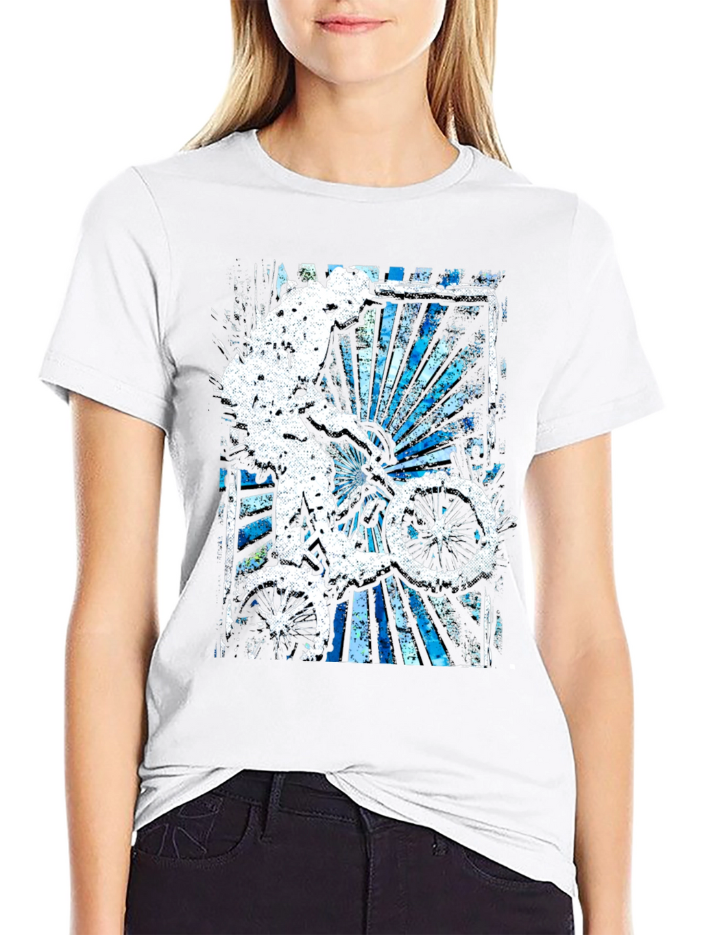 Abstract Bike Rider Graphic Tee - Stylish Black T-Shirt