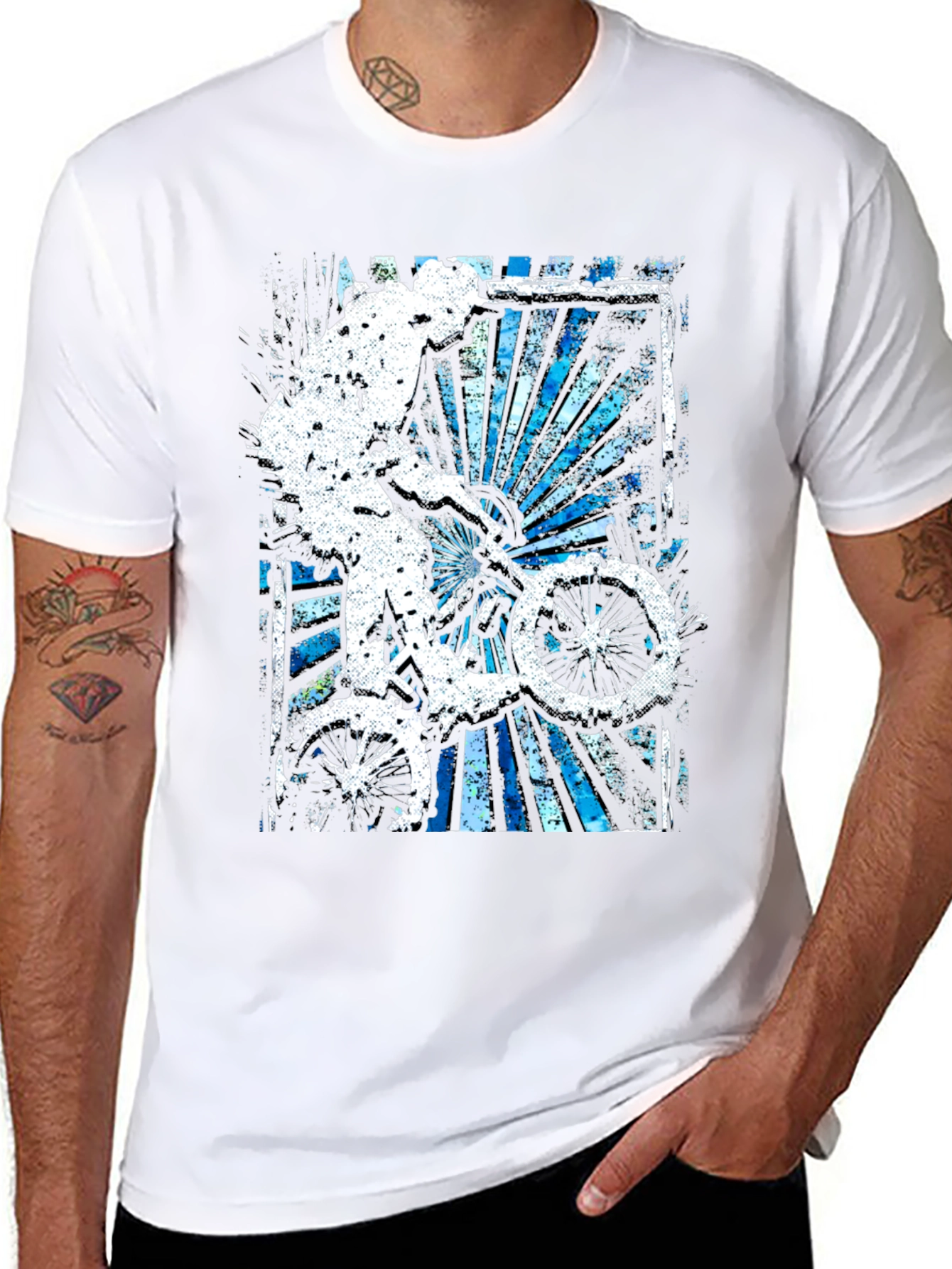 Abstract Bike Rider Graphic Tee - Stylish Black T-Shirt