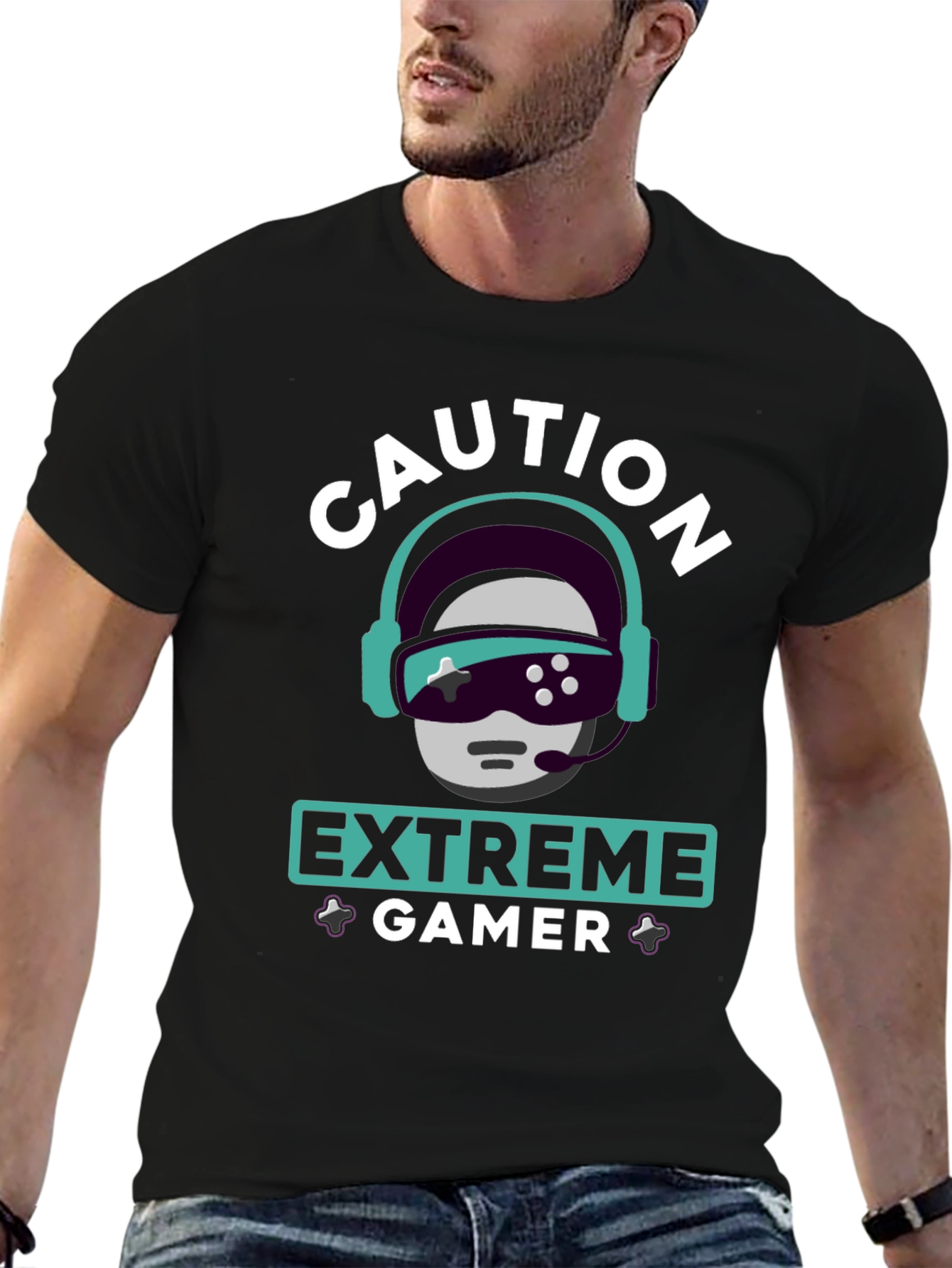Caution Extreme Gamer T-Shirt - Black Graphic Tee
