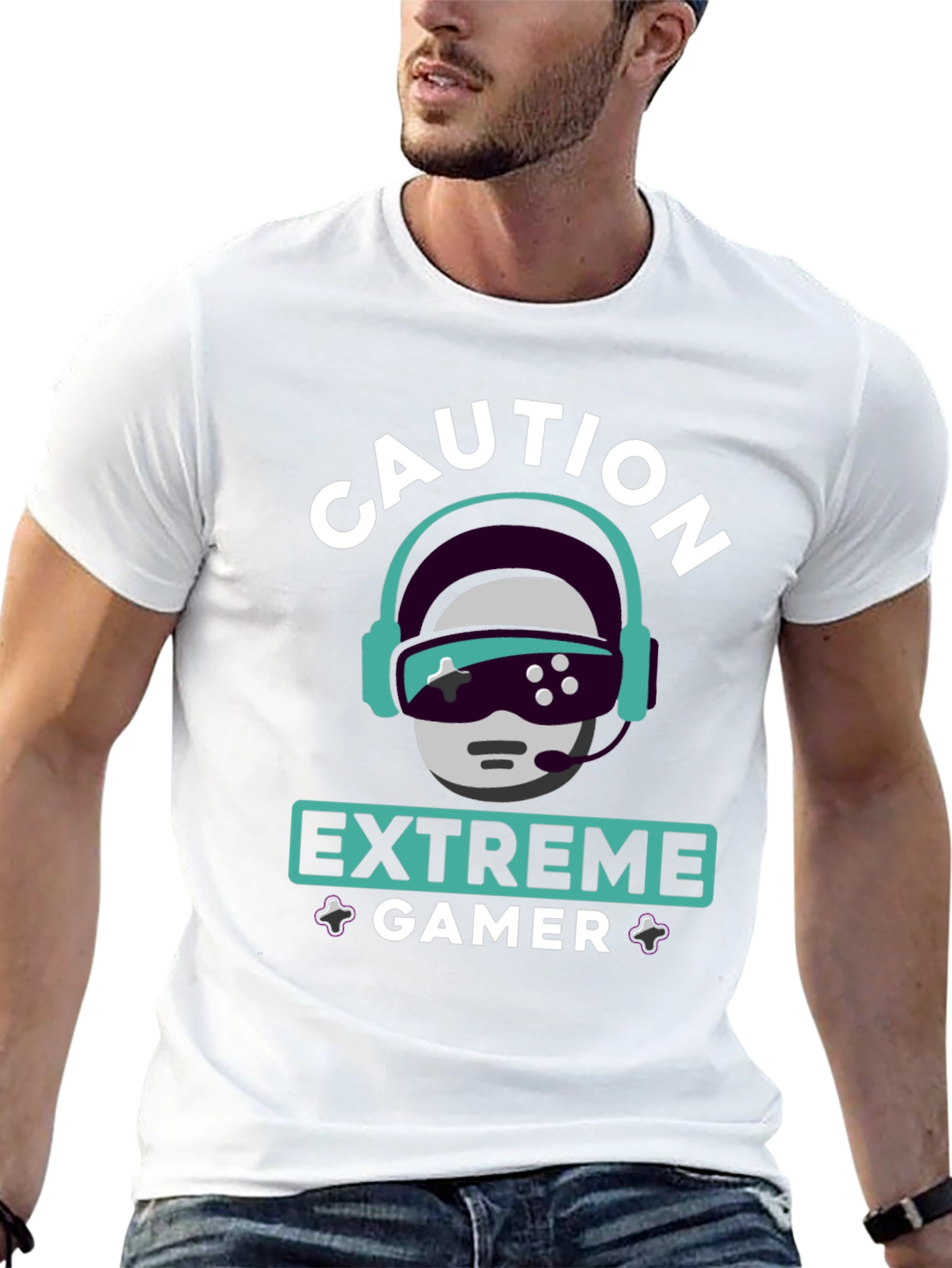 Caution Extreme Gamer T-Shirt - Black Graphic Tee