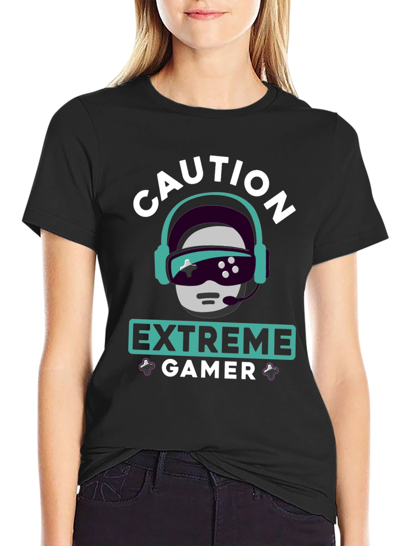 Caution Extreme Gamer T-Shirt - Black Graphic Tee