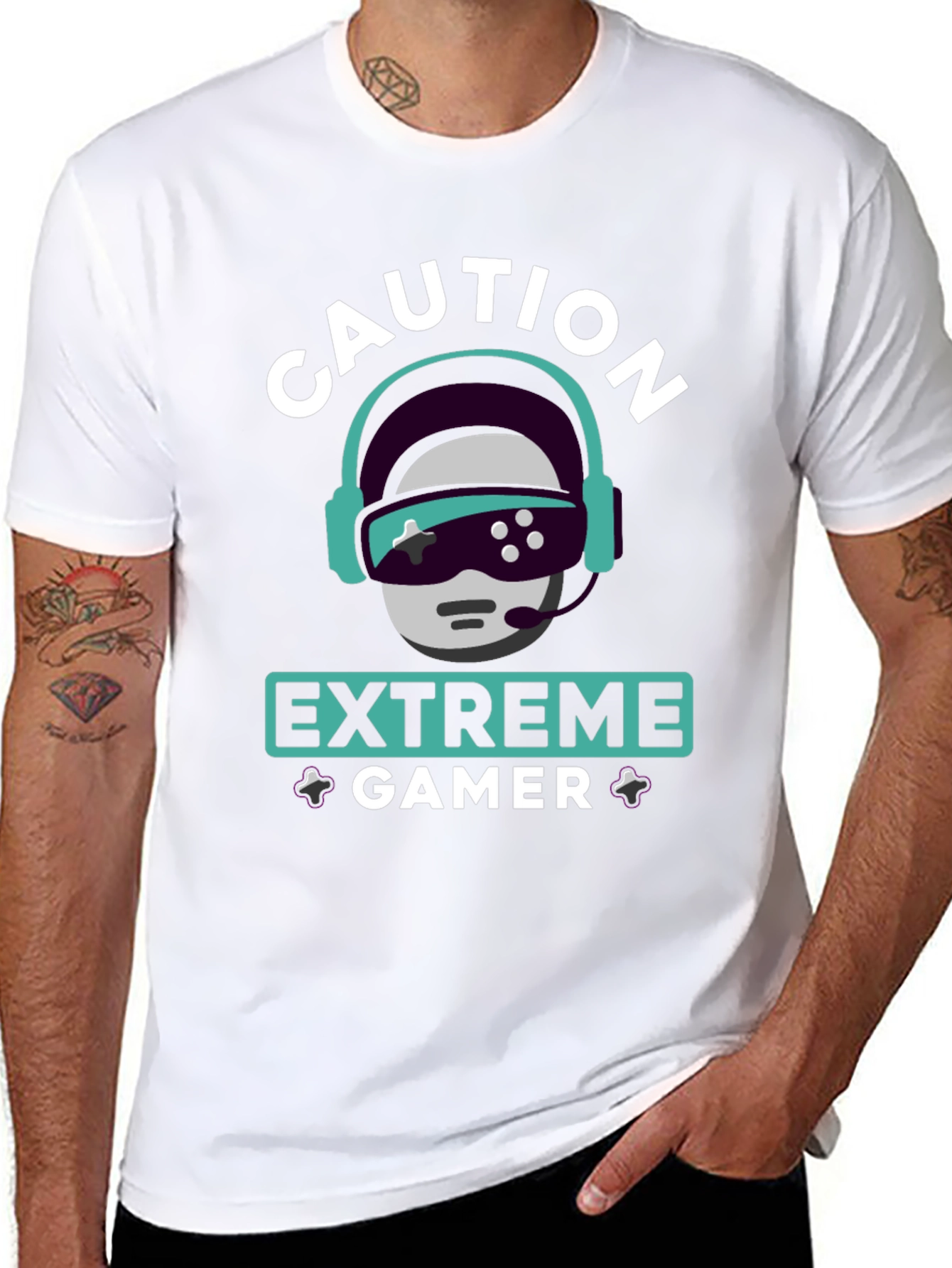 Caution Extreme Gamer T-Shirt - Black Graphic Tee