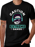 Caution Extreme Gamer T-Shirt - Black Graphic Tee