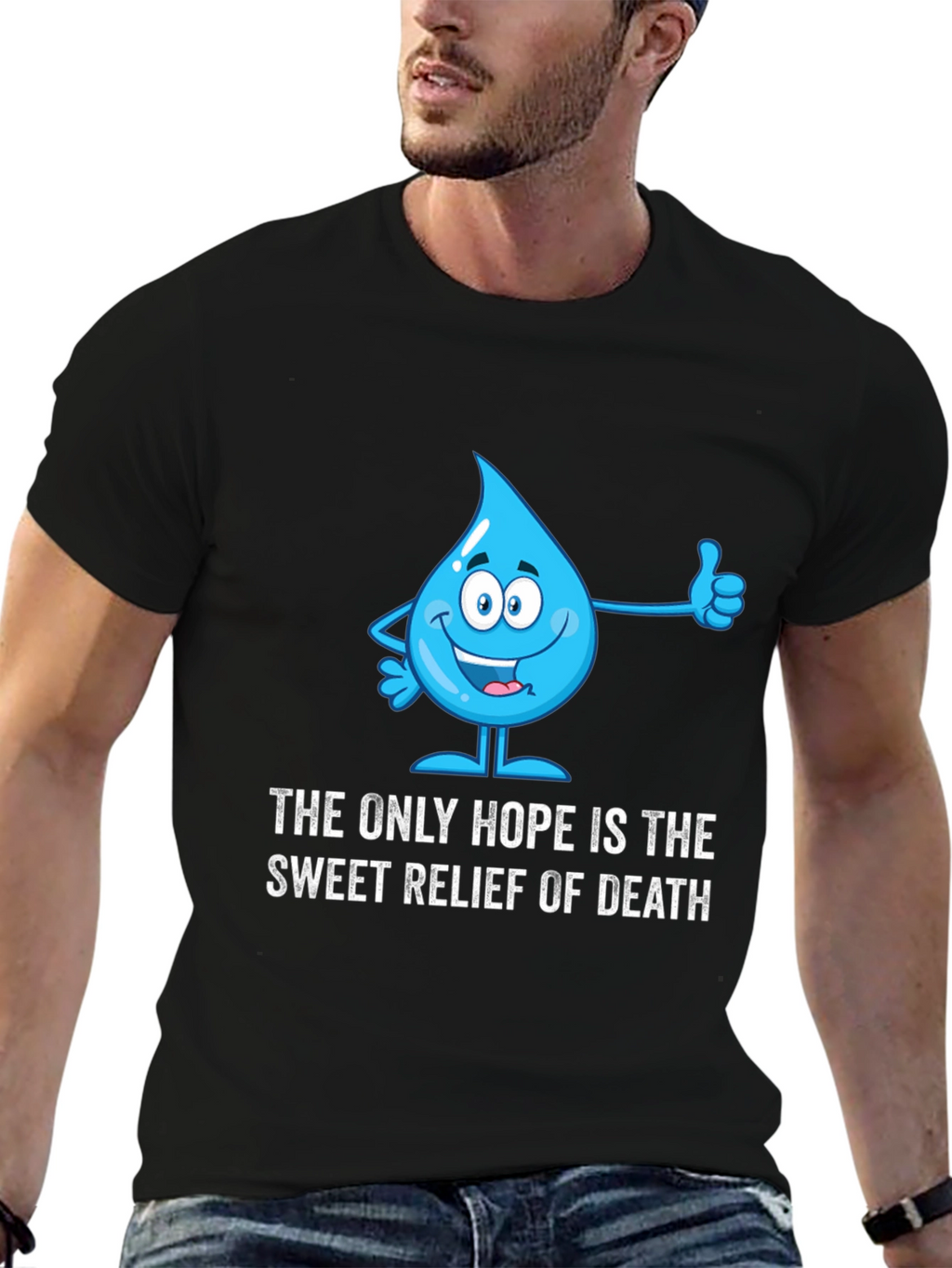 Humorous Water Drop Graphic T-Shirt