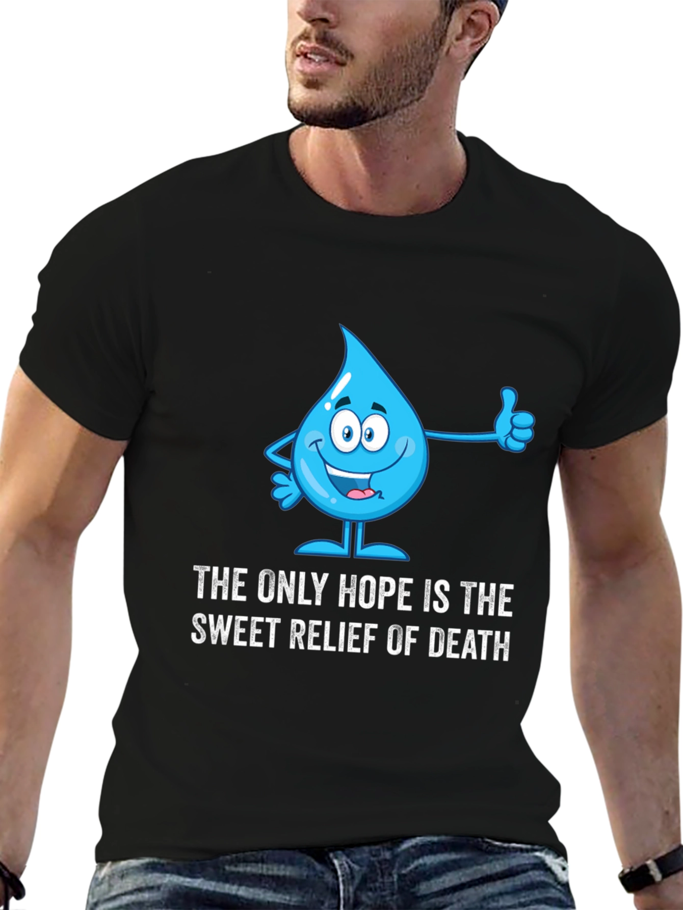 Humorous Water Drop Graphic T-Shirt