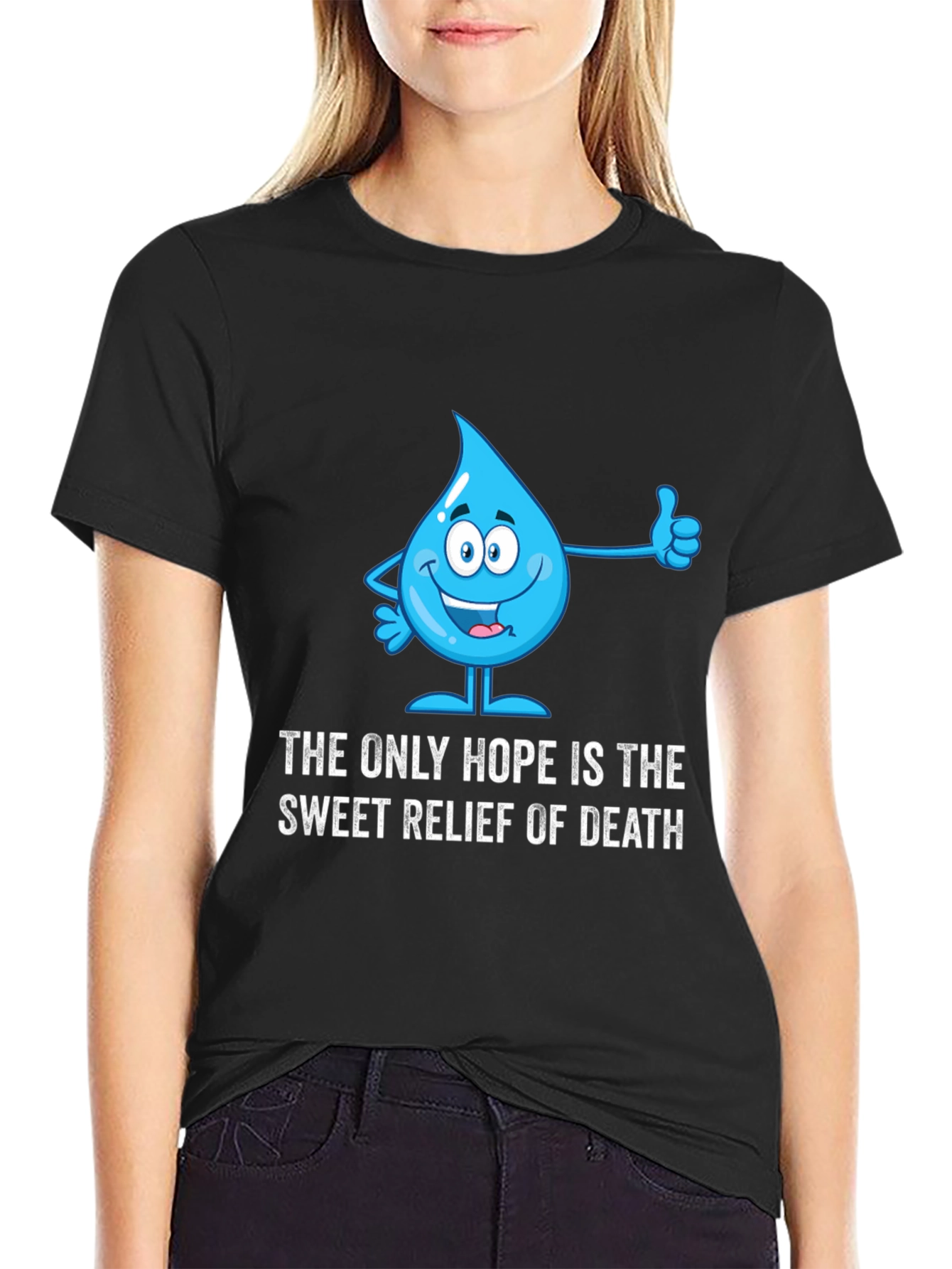Humorous Water Drop Graphic T-Shirt
