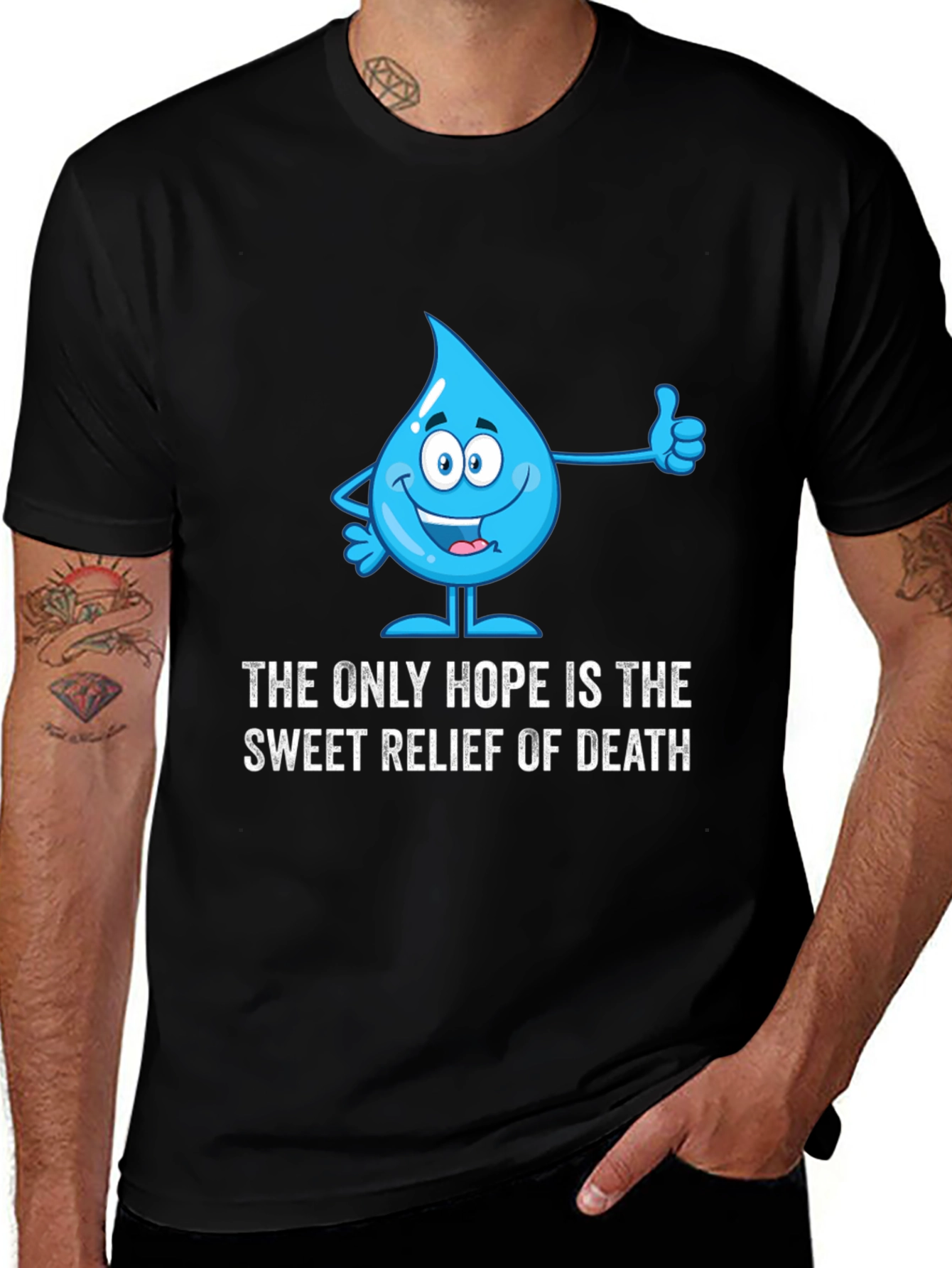 Humorous Water Drop Graphic T-Shirt