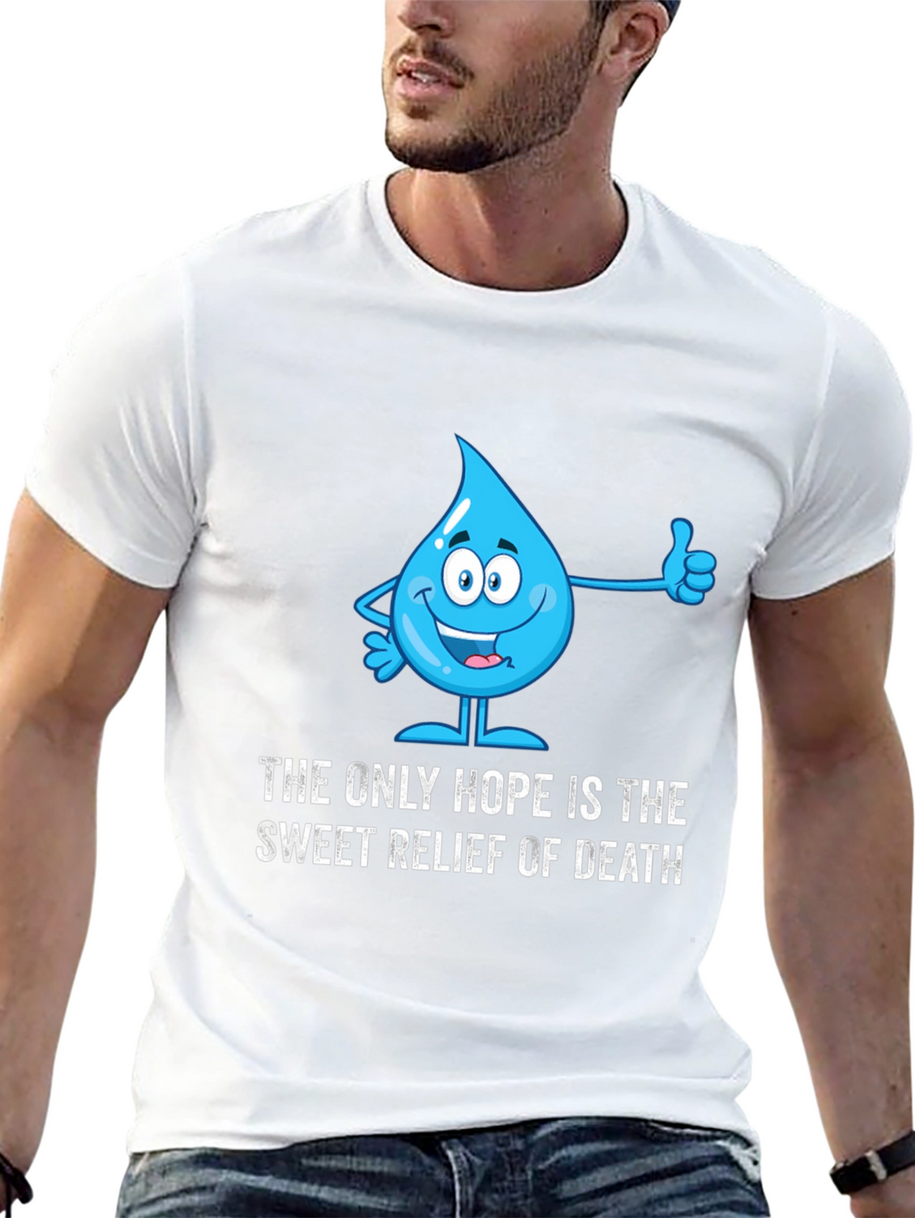Humorous Water Drop Graphic T-Shirt