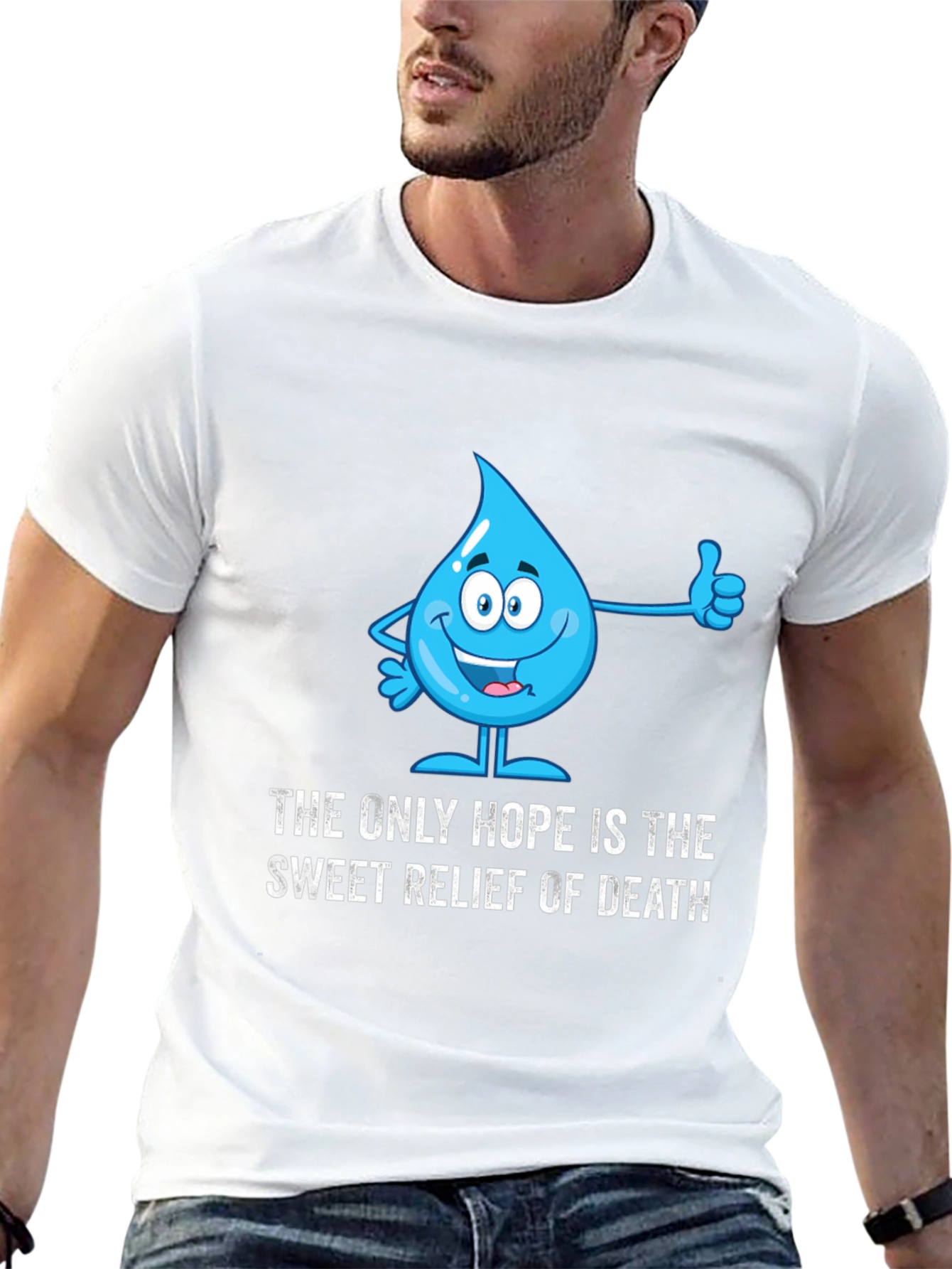 Humorous Water Drop Graphic T-Shirt
