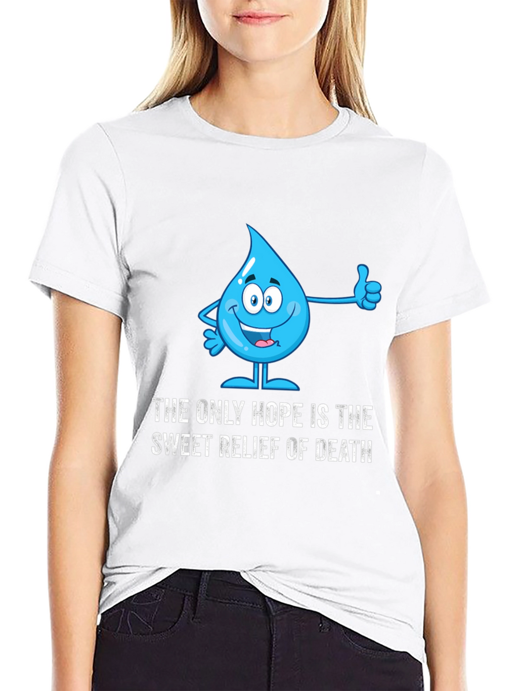 Humorous Water Drop Graphic T-Shirt