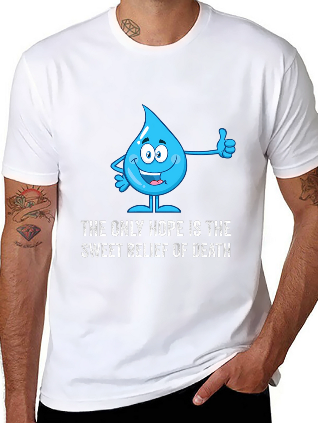 Humorous Water Drop Graphic T-Shirt