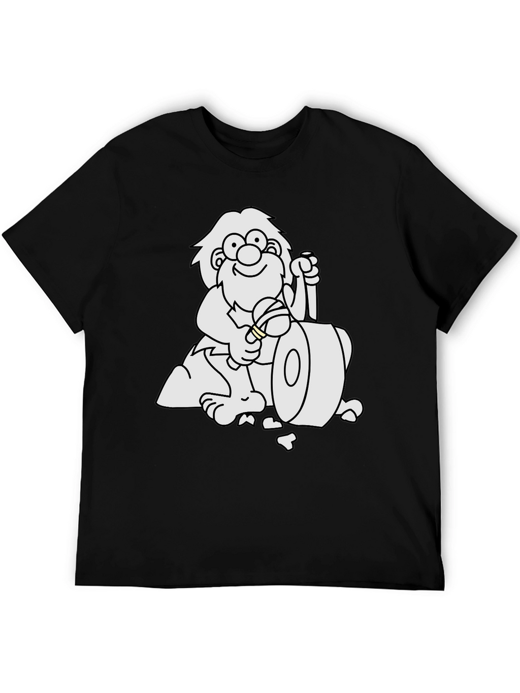 Cartoon Caveman Black T-Shirt