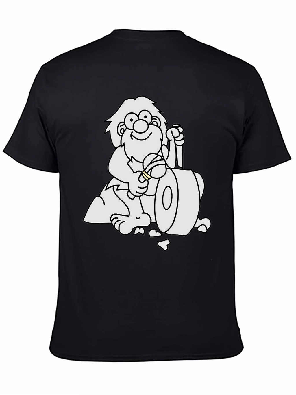 Cartoon Caveman Black T-Shirt