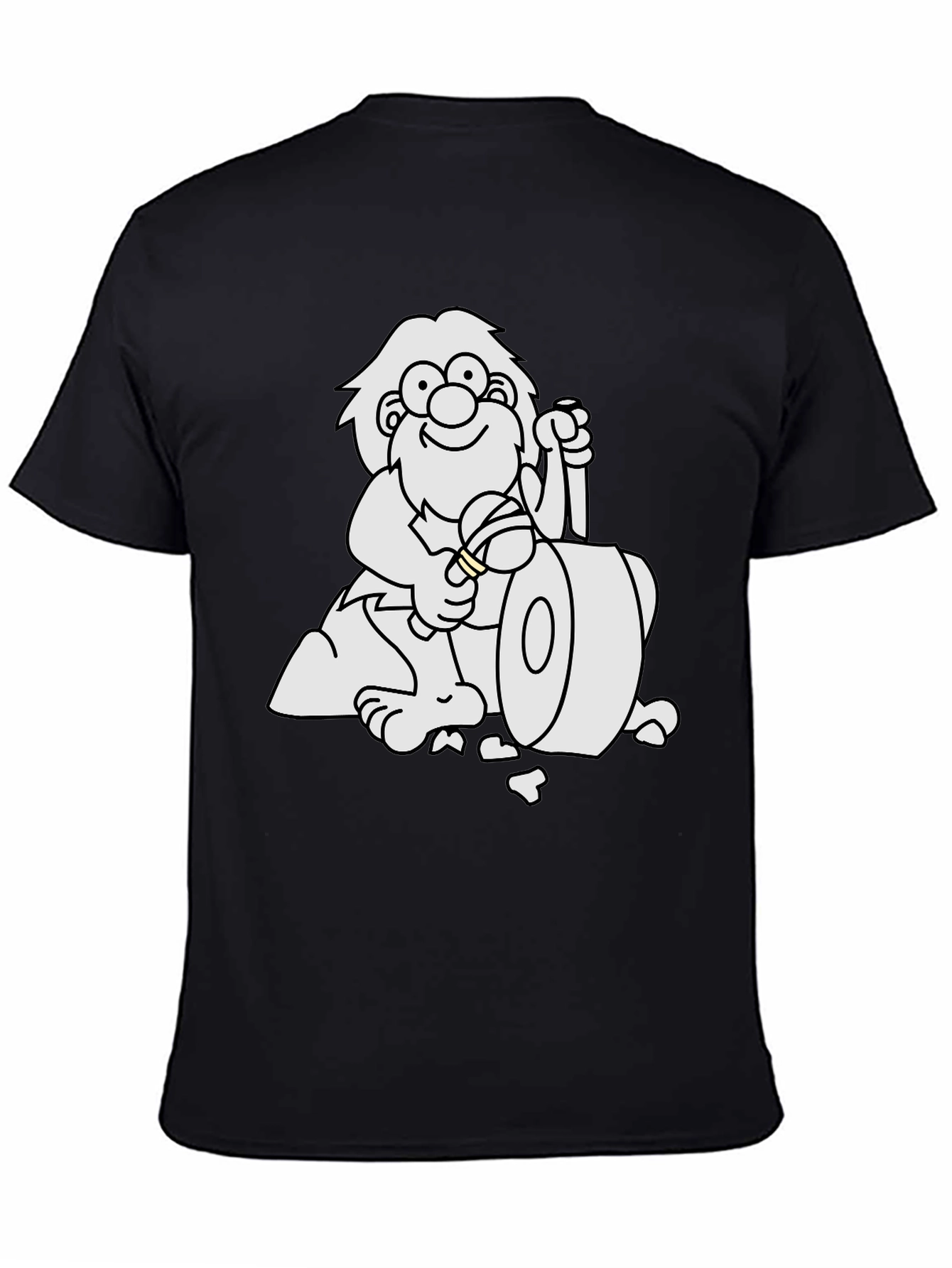 Cartoon Caveman Black T-Shirt