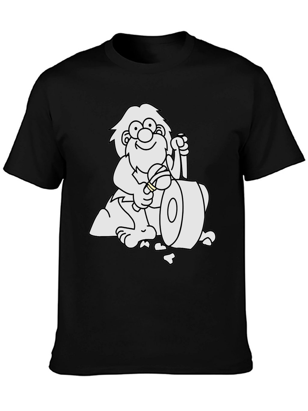 Cartoon Caveman Black T-Shirt