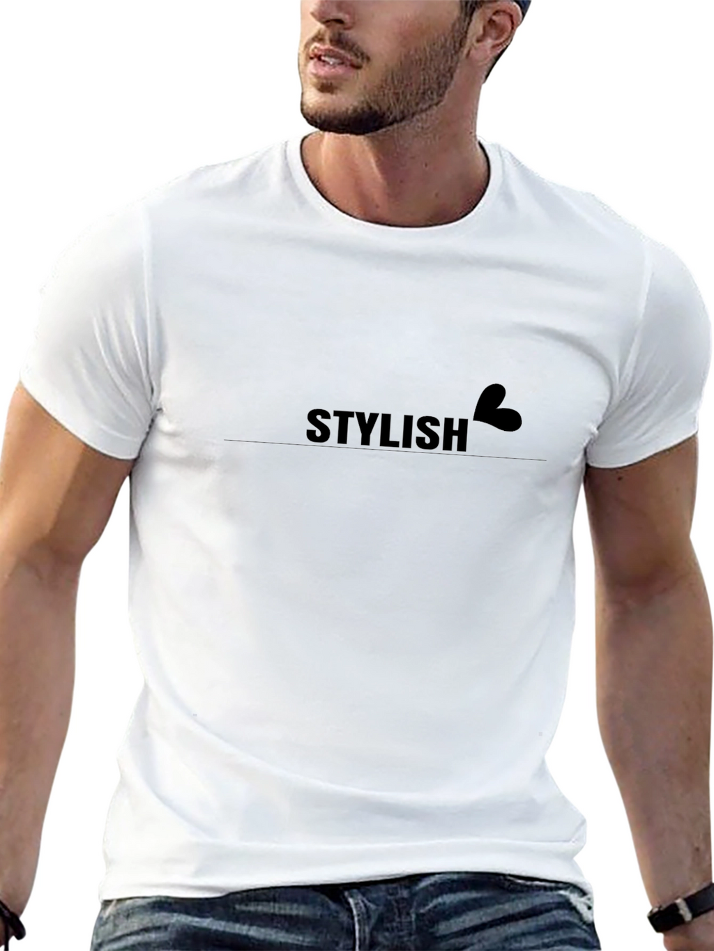 Stylish Heart Graphic Black T-Shirt