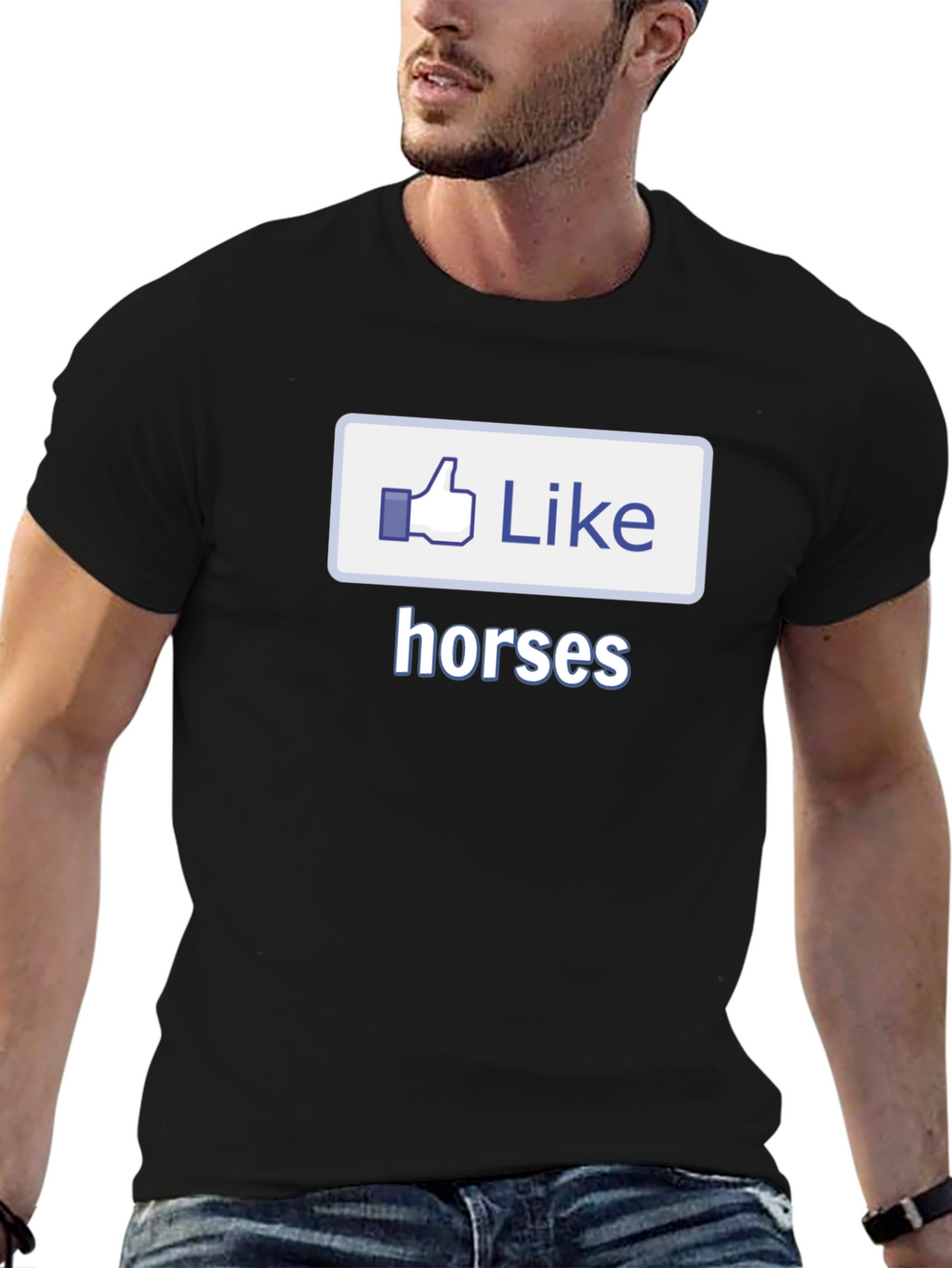 I Like Horses Black T-Shirt Novelty Graphic Tee