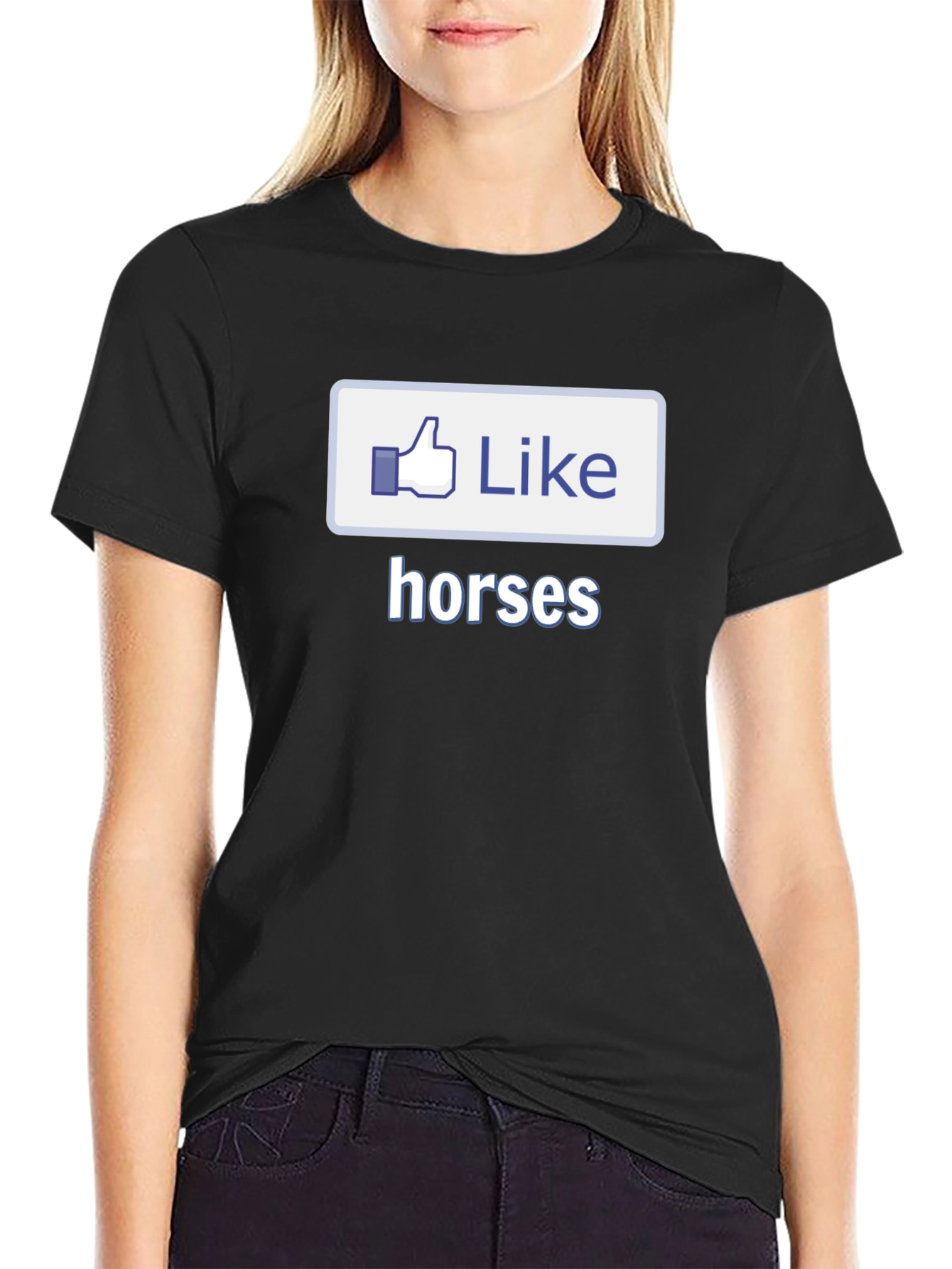 I Like Horses Black T-Shirt Novelty Graphic Tee